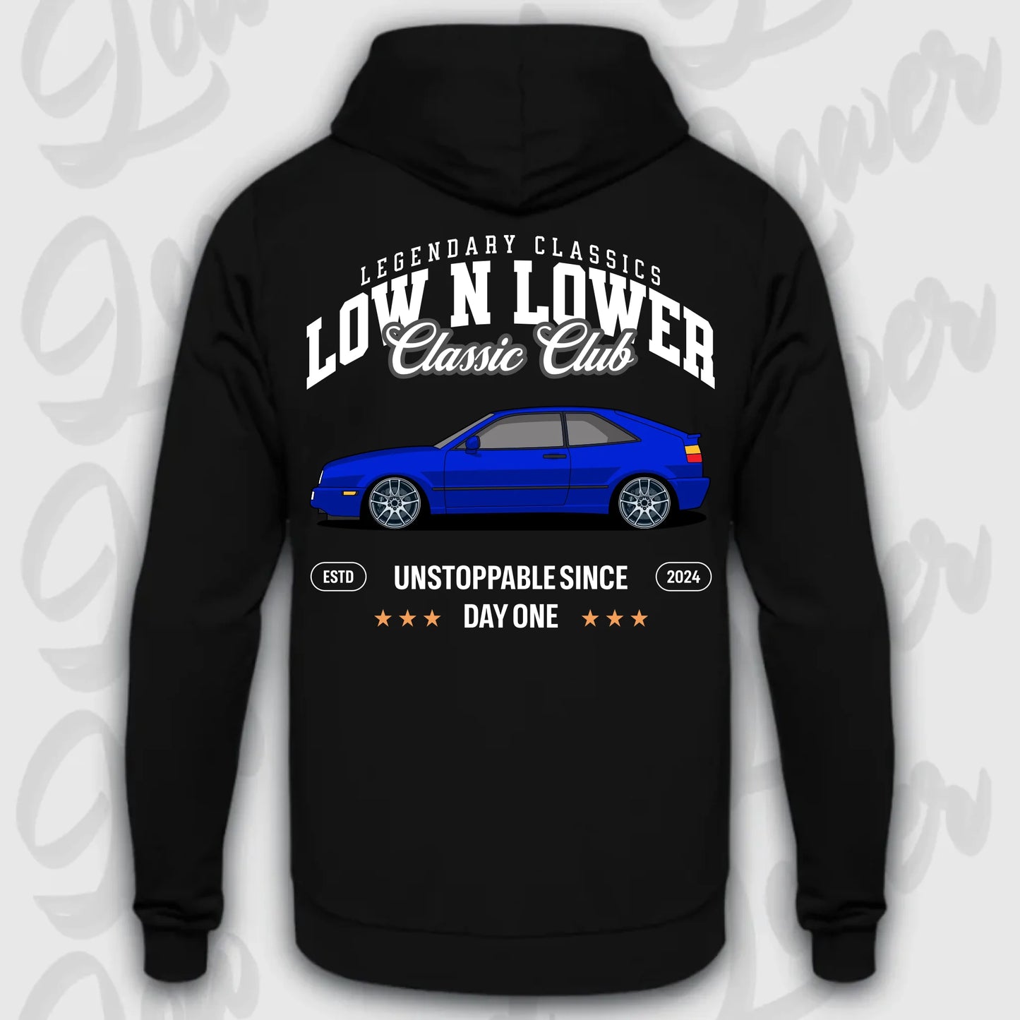 Mockup Stand hoodie teeinblue -