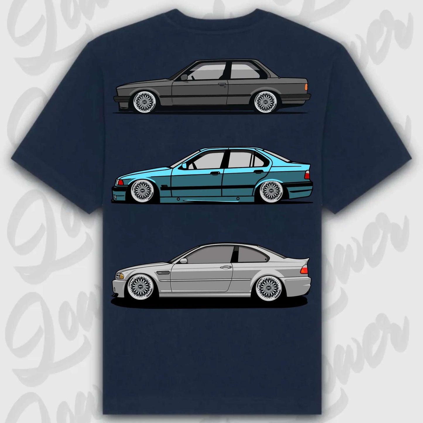 T-Shirt E30 - E46 - personalisierbar Standard T-Shirt ( Back Print ) French-Navy