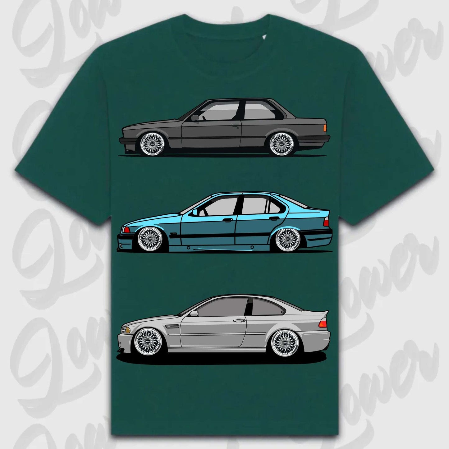 T-Shirt E30 - E46 - personalisierbar Oversized T-Shirt ( Front Print ) Glazed-Green