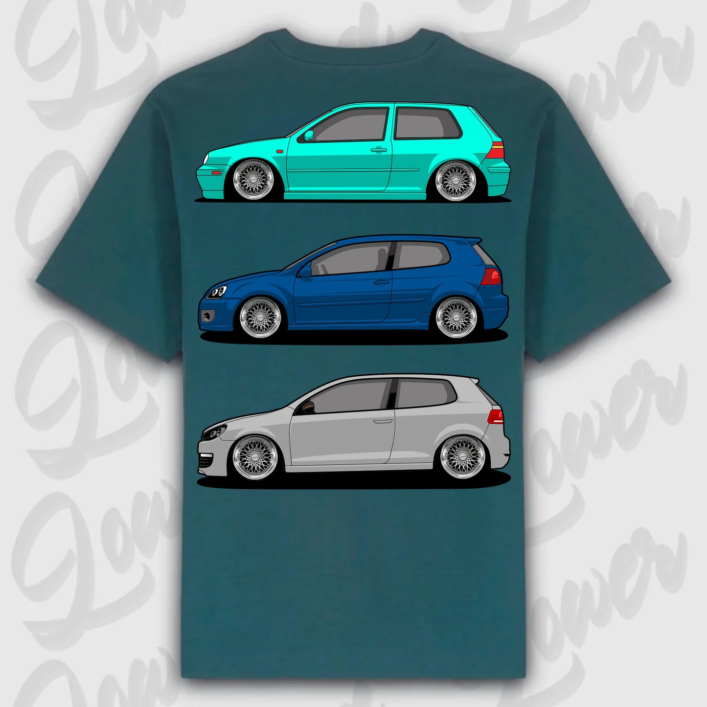 T-Shirt MK4 - MK6 - personalisierbar Oversized T-Shirt ( Back Print ) Glazed-Green