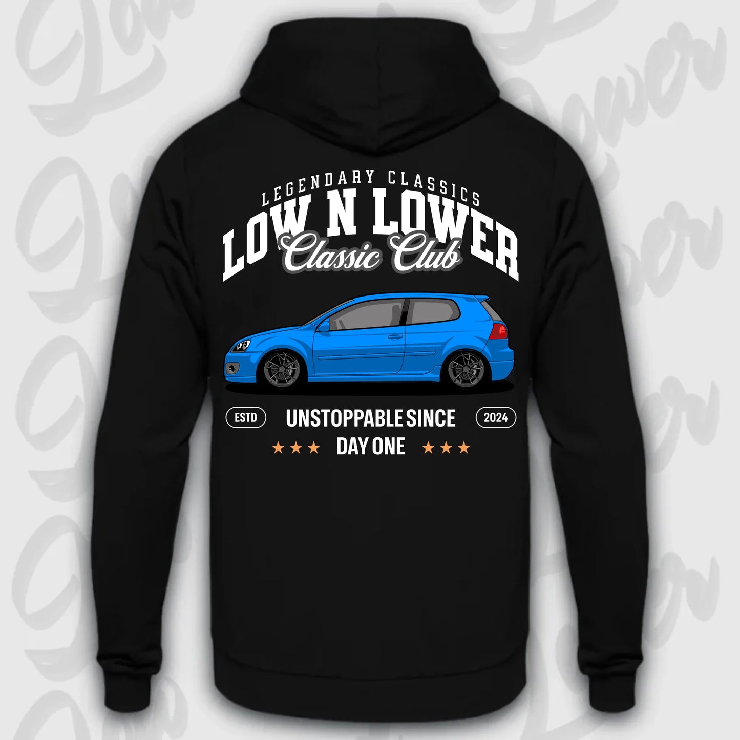 Mockup Stand hoodie teeinblue -
