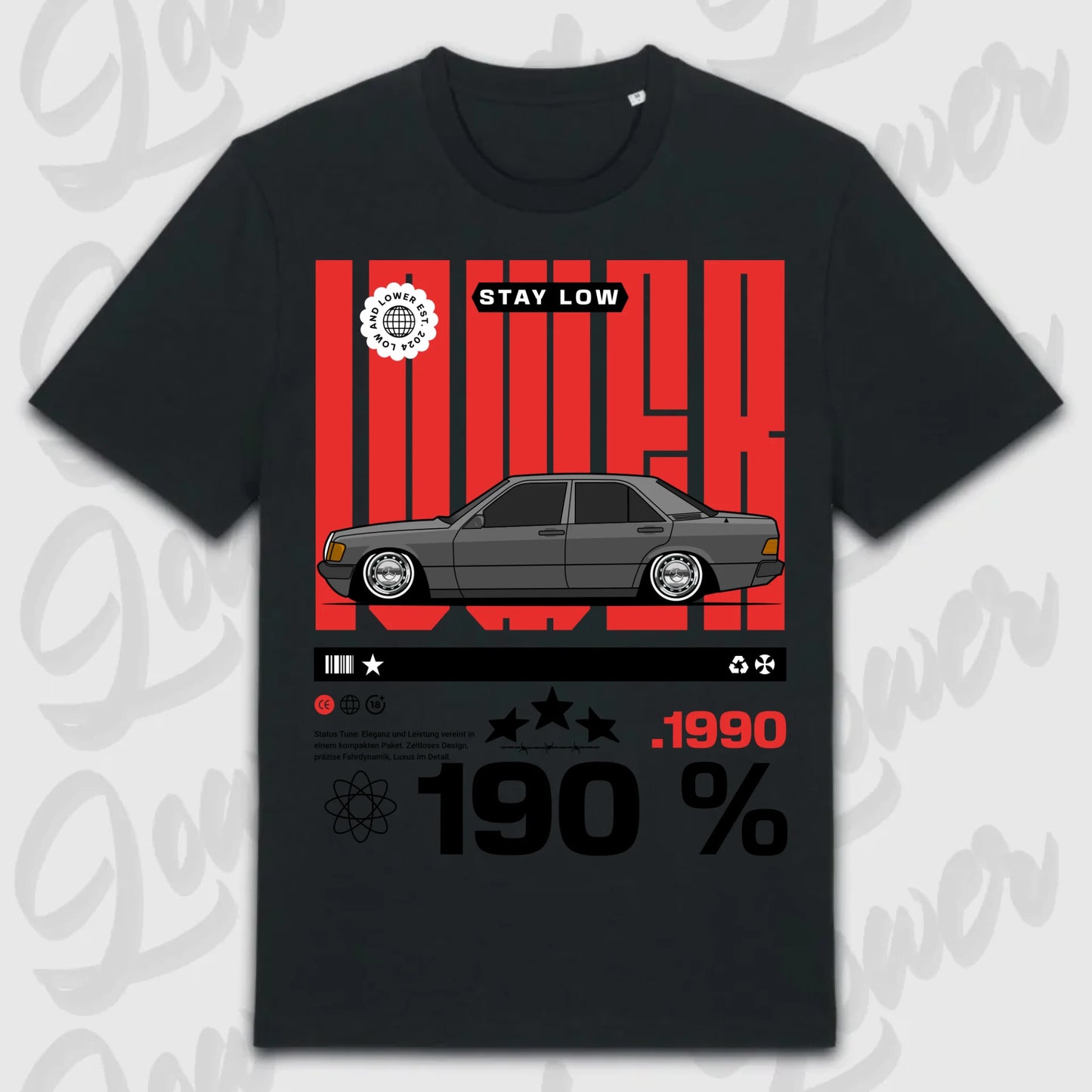 T-Shirt 190e/ 190e Kombi - personalisierbar Standard T-Shirt ( Front Print ) Black