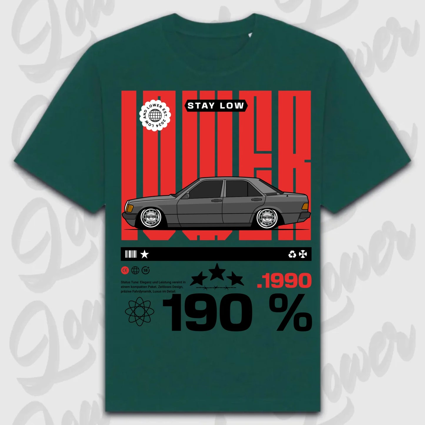 T-Shirt 190e/ 190e Kombi - personalisierbar Oversized T-Shirt ( Front Print ) Glazed-Green