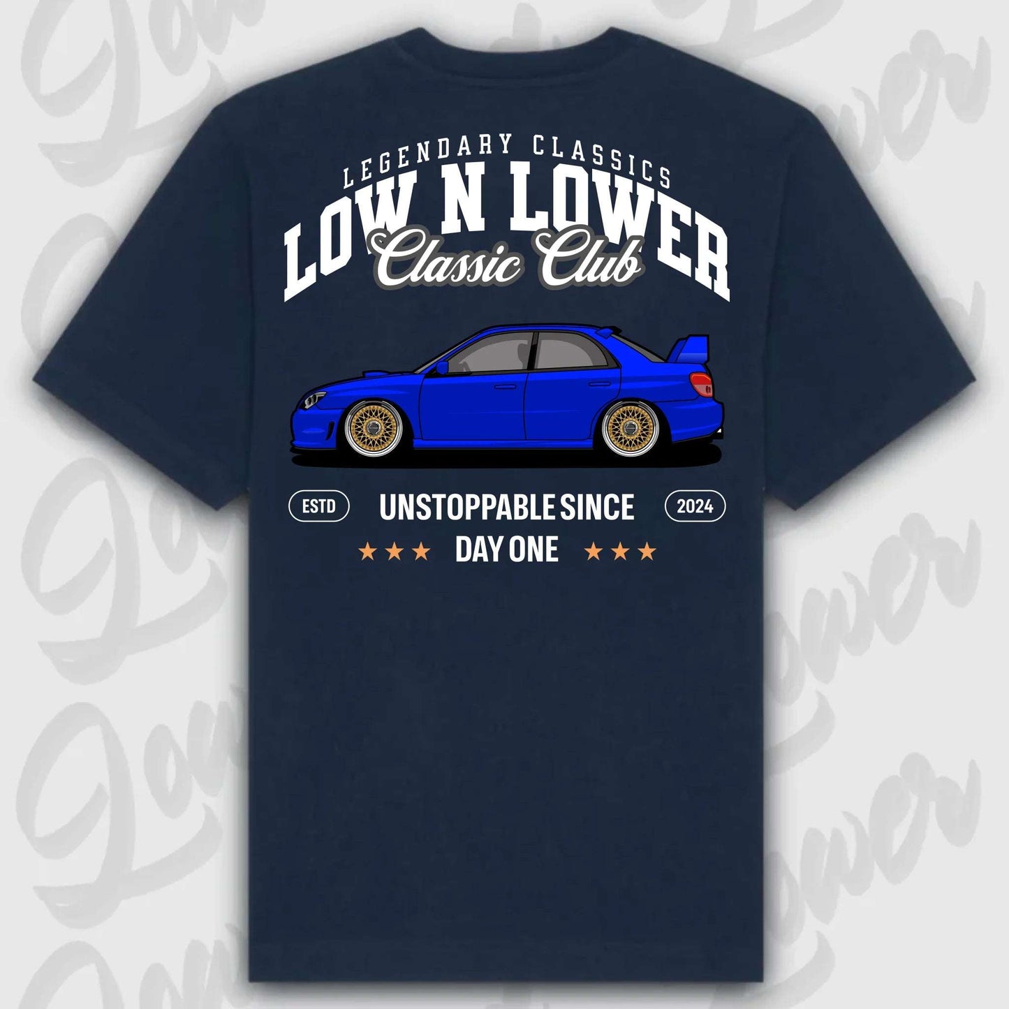 T-Shirt WRX 2. Gen - personalisiert Oversized T-Shirt ( Back Print ) French-Navy