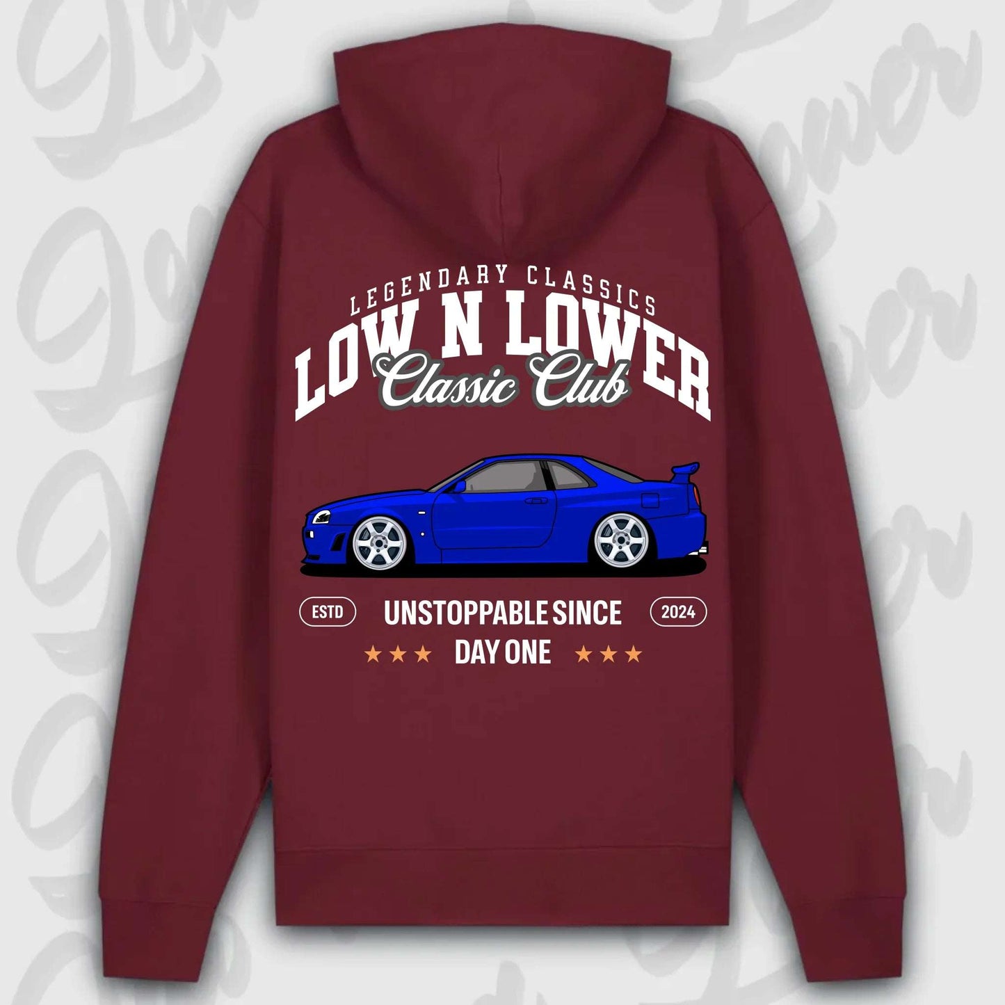 Hoodie Skyline GT-R34 - personalisiert Premium Hoodie Burgundy