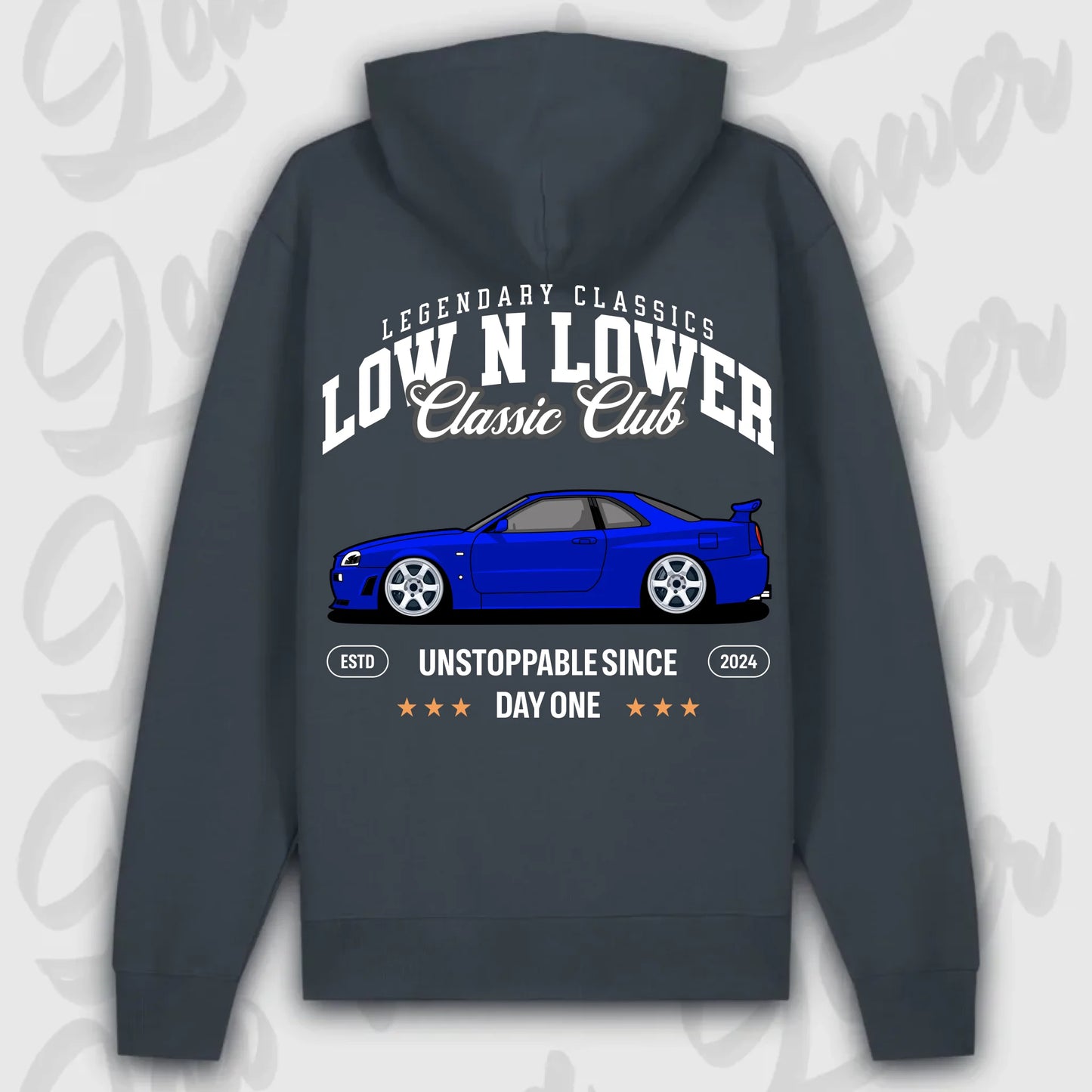 Hoodie Skyline GT-R34 - personalisiert Premium Hoodie India-Ink-Grey