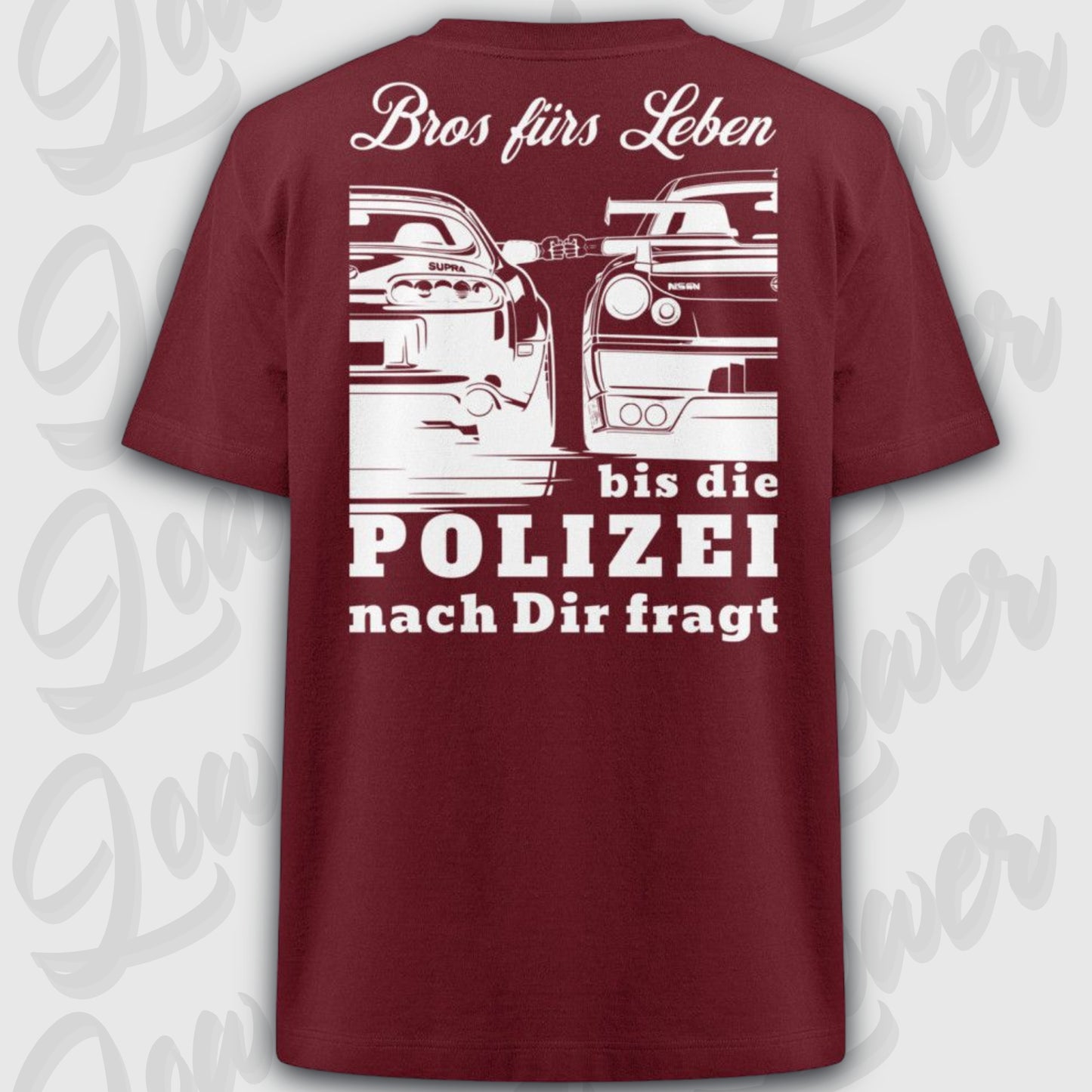 Oversized Trend T-Shirt, Tuning Bros fürs Leben Burgundy