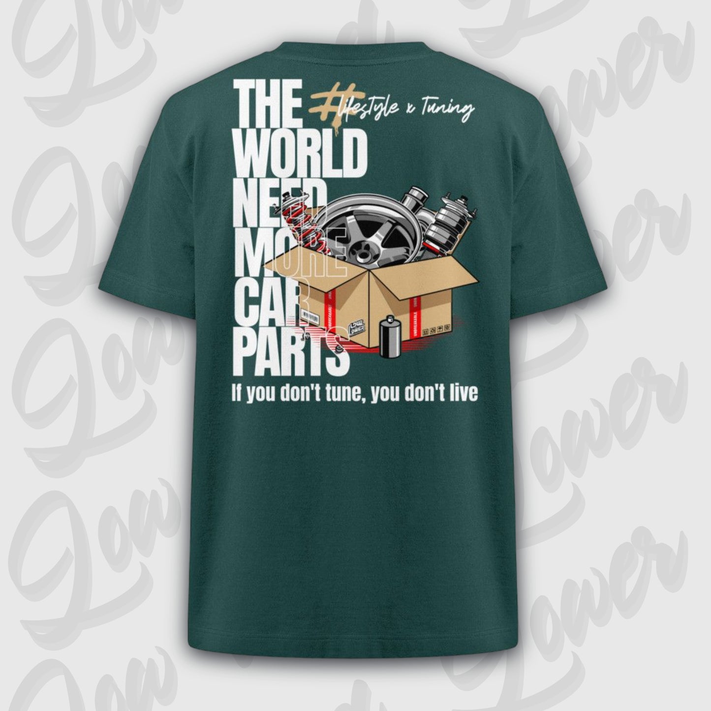 Oversized Trend T-Shirt, Car Parts Glazed Green