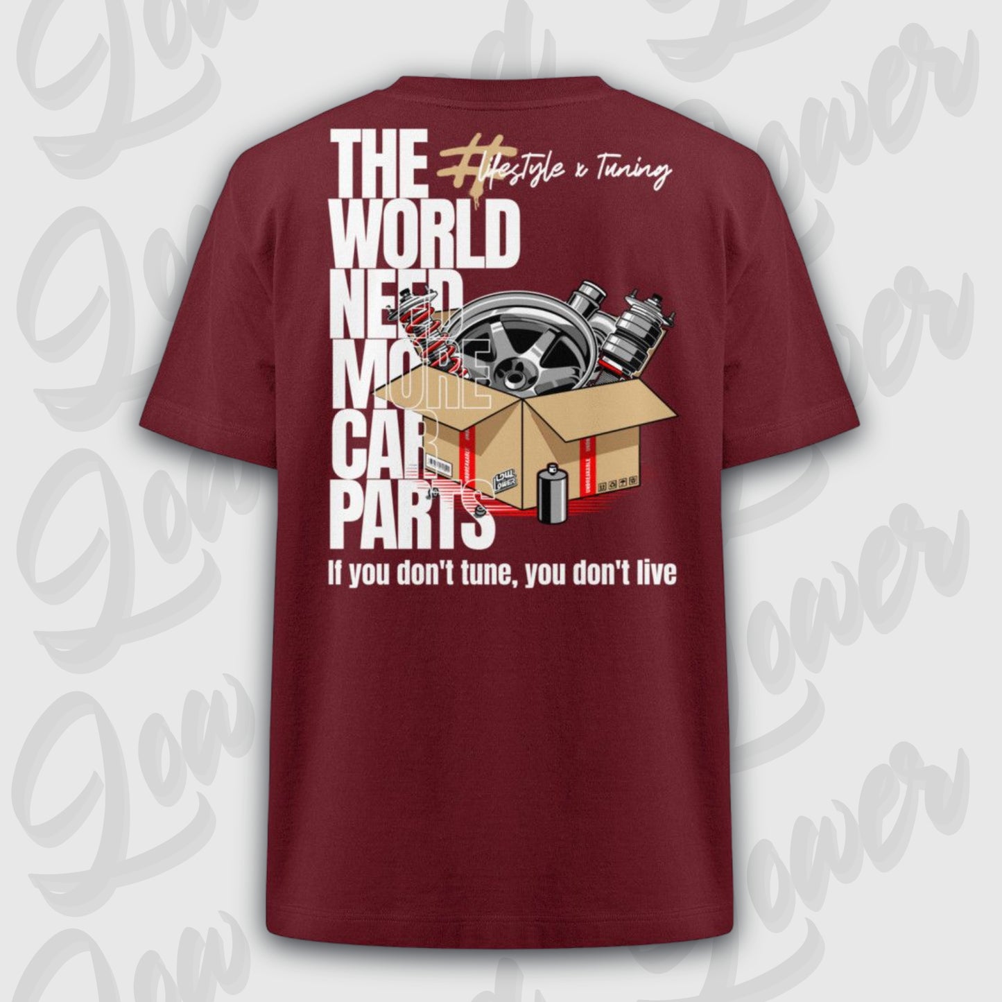 Oversized Trend T-Shirt, Car Parts Burgundy