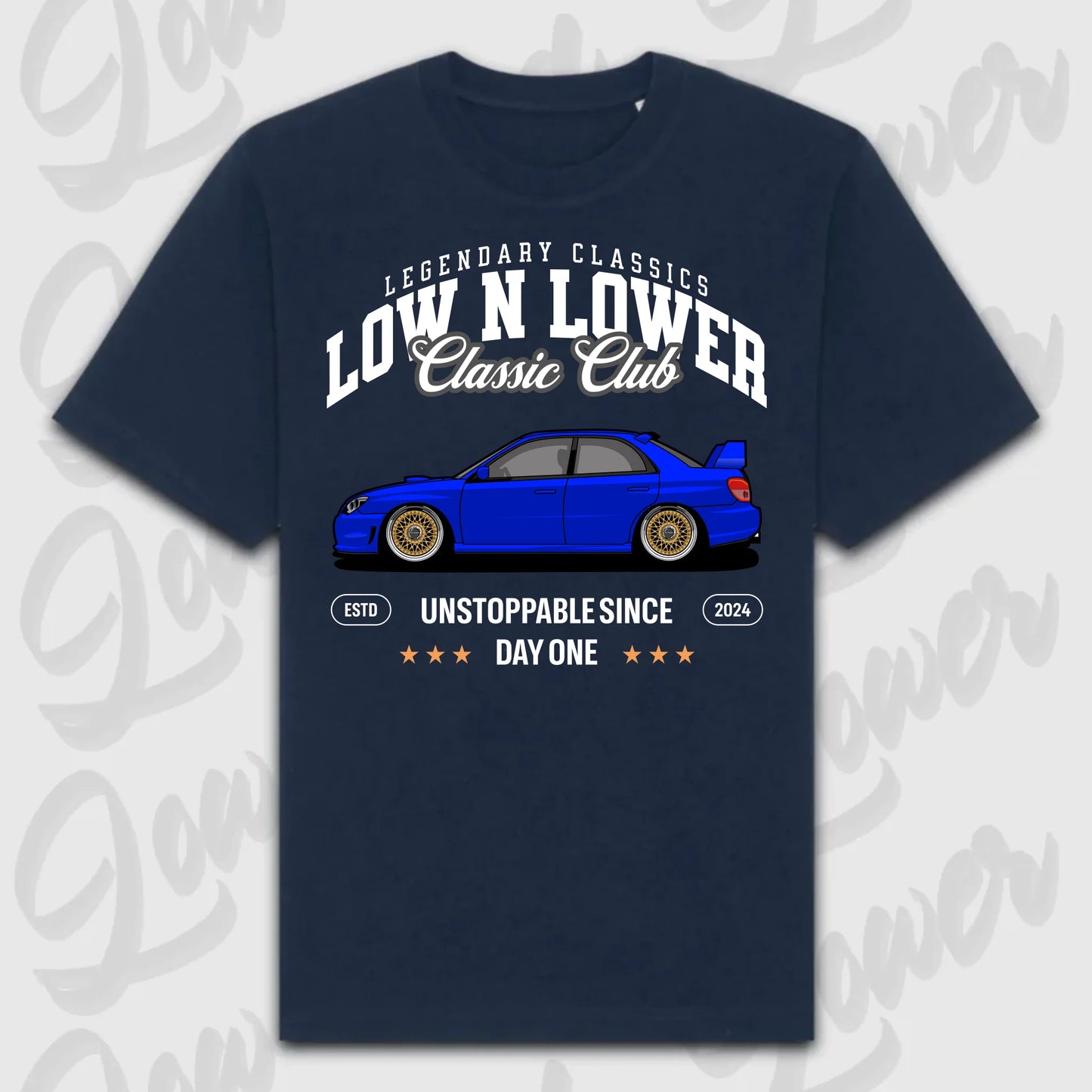 T-Shirt WRX 2. Gen - personalisiert Oversized T-Shirt ( Front Print ) French-Navy, Geschenkidee Autofans