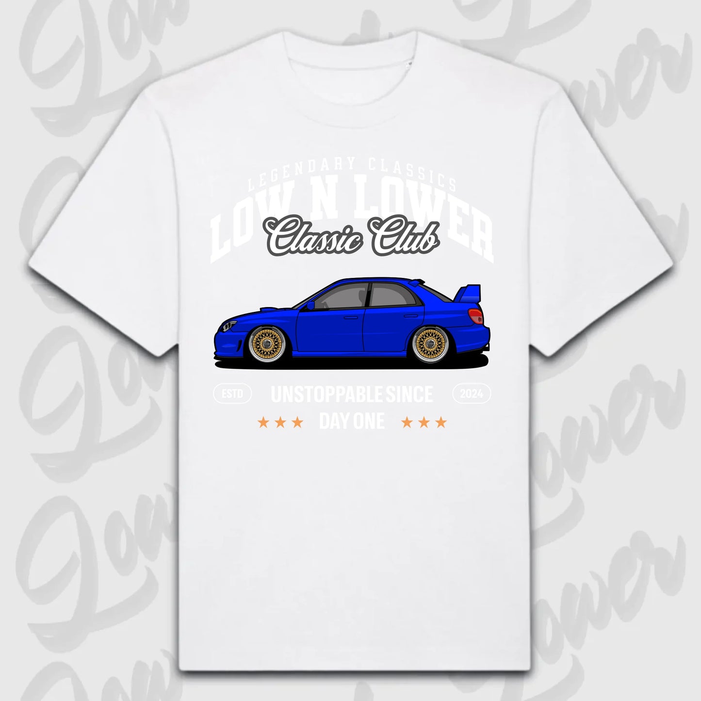 T-Shirt WRX 2. Gen - personalisiert Oversized T-Shirt ( Front Print ) White, Geschenkidee Autofans