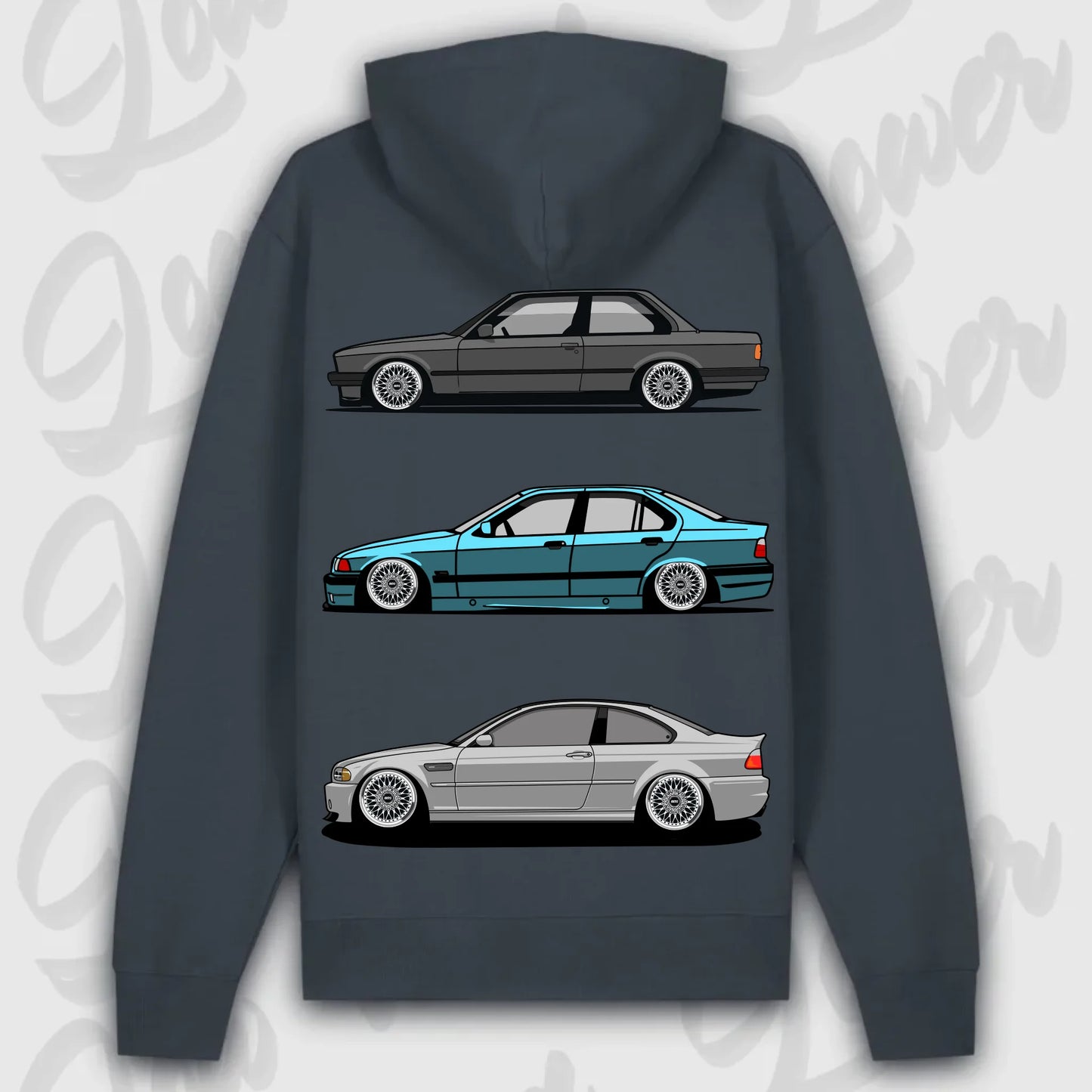 Hoodie E30 - E46 - personalisierbar Premium Hoodie India-Ink-Grey
