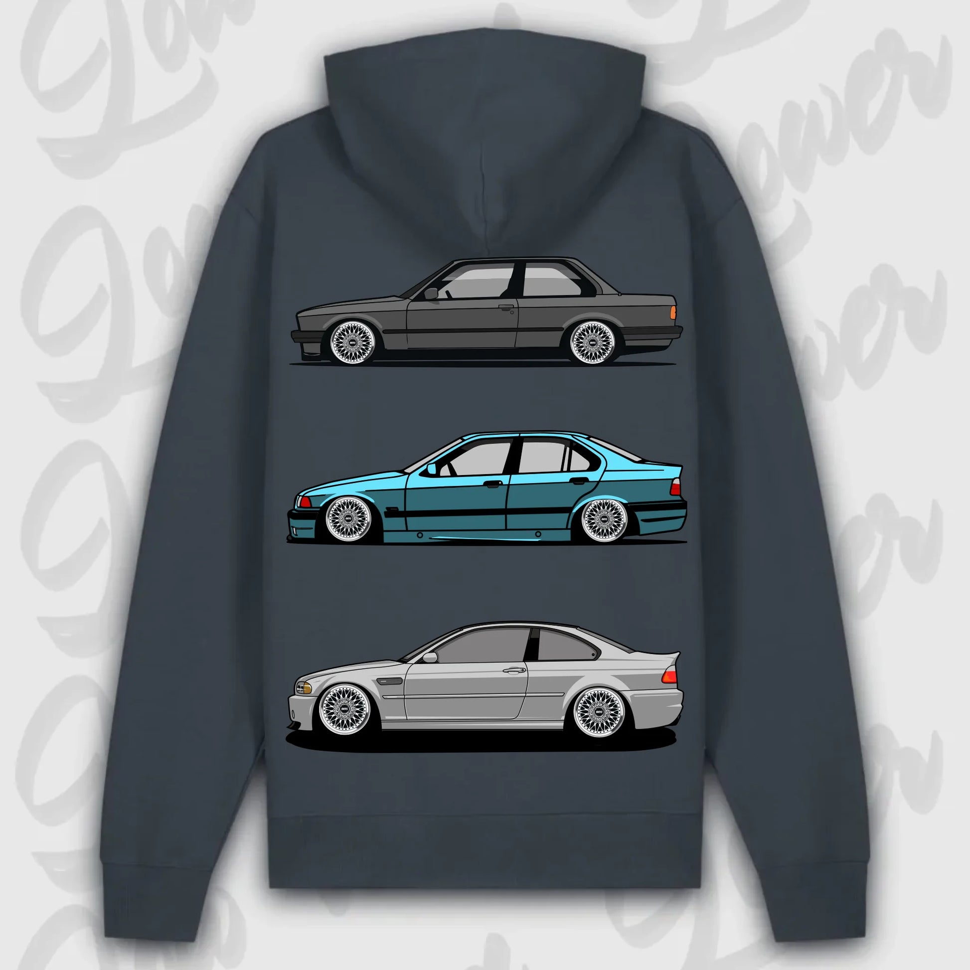 Hoodie E30 - E46 - personalisierbar Premium Hoodie India-Ink-Grey