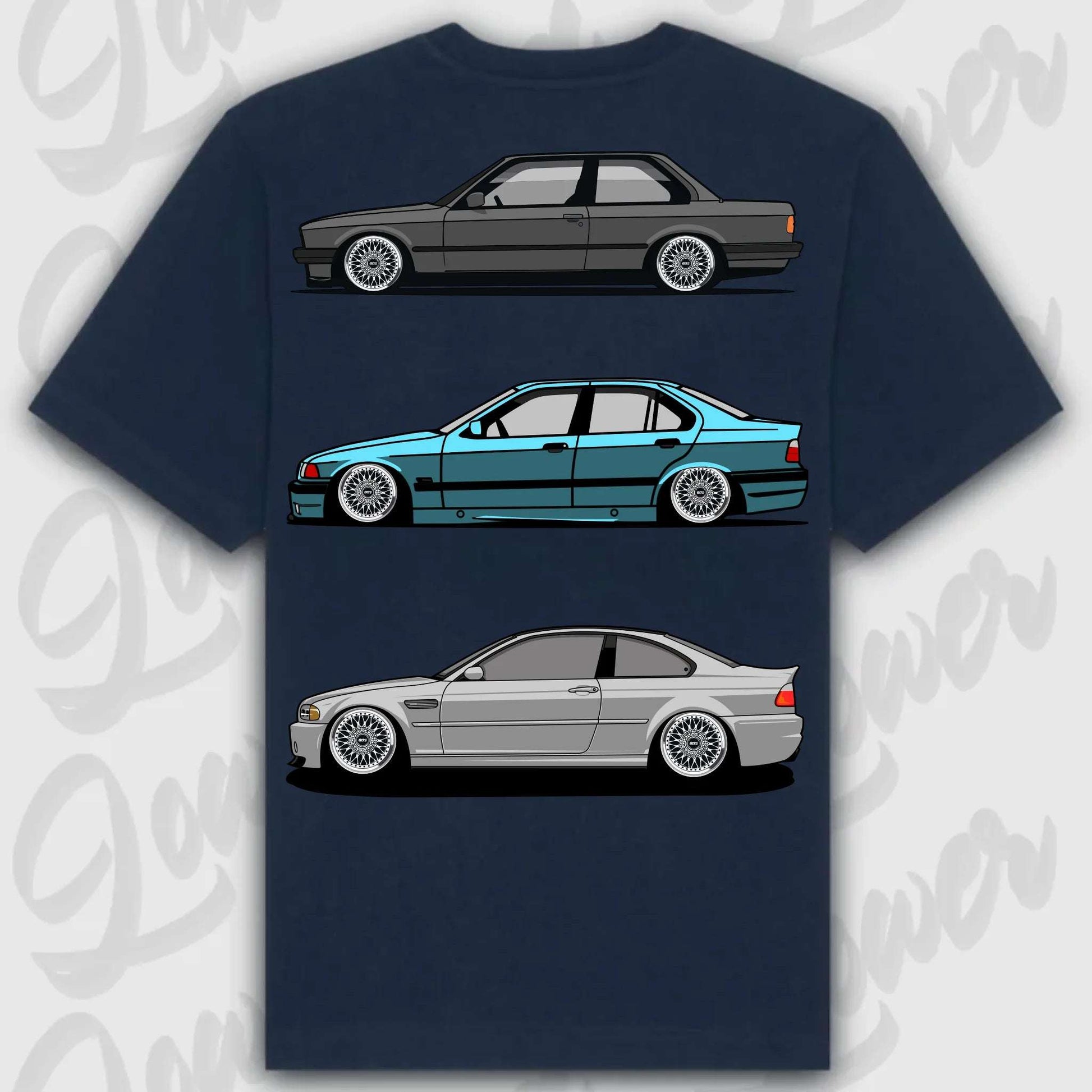 T-Shirt E30 - E46 - personalisierbar Standard T-Shirt ( Back Print ) French-Navy