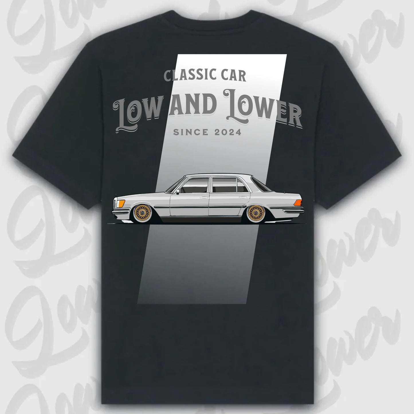 T-Shirt W116 - personalisierbar Oversized T-Shirt ( Back Print ) Black