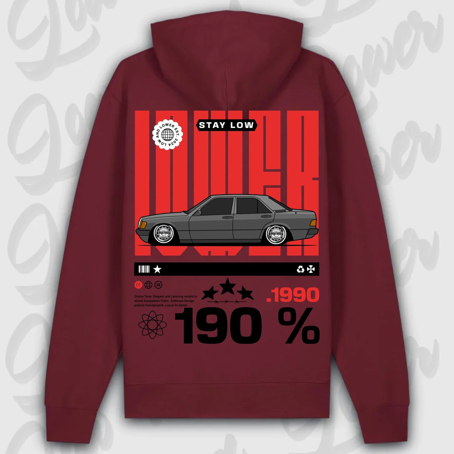 Hoodie 190e/ 190e Kombi - personalisierbar Premium Hoodie Burgundy