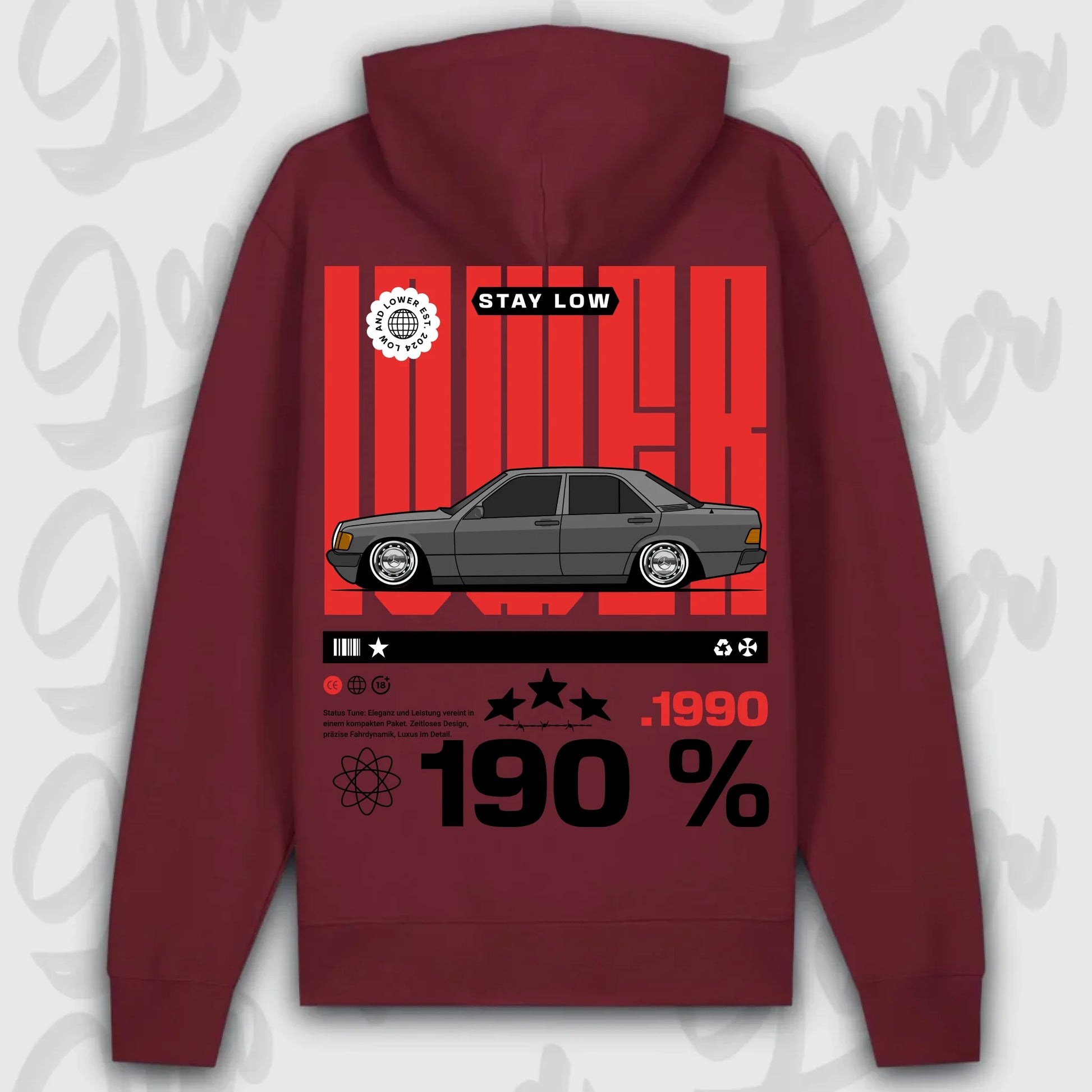 Hoodie 190e/ 190e Kombi - personalisierbar Premium Hoodie Burgundy