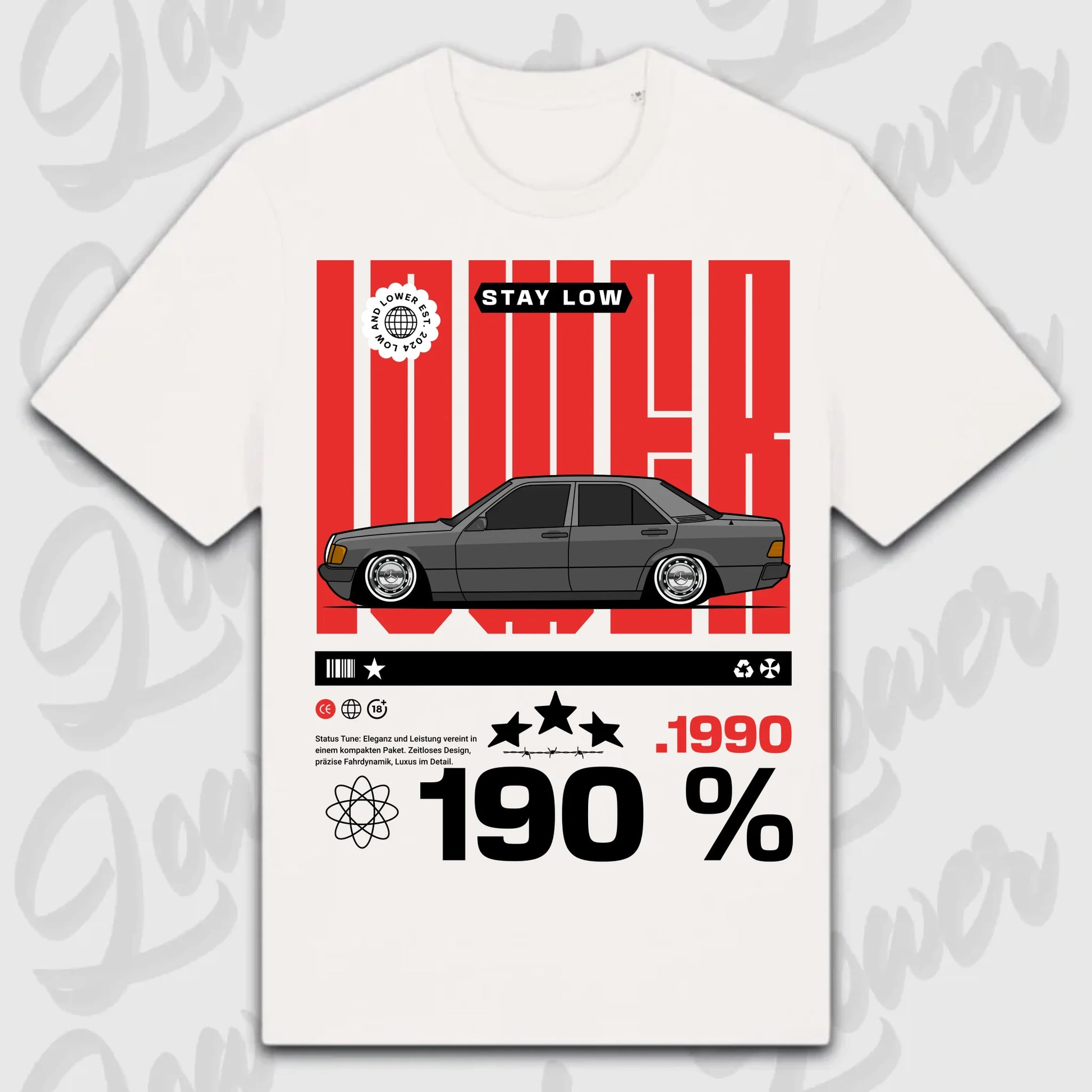T-Shirt 190e/ 190e Kombi - personalisierbar Standard T-Shirt ( Front Print ) White