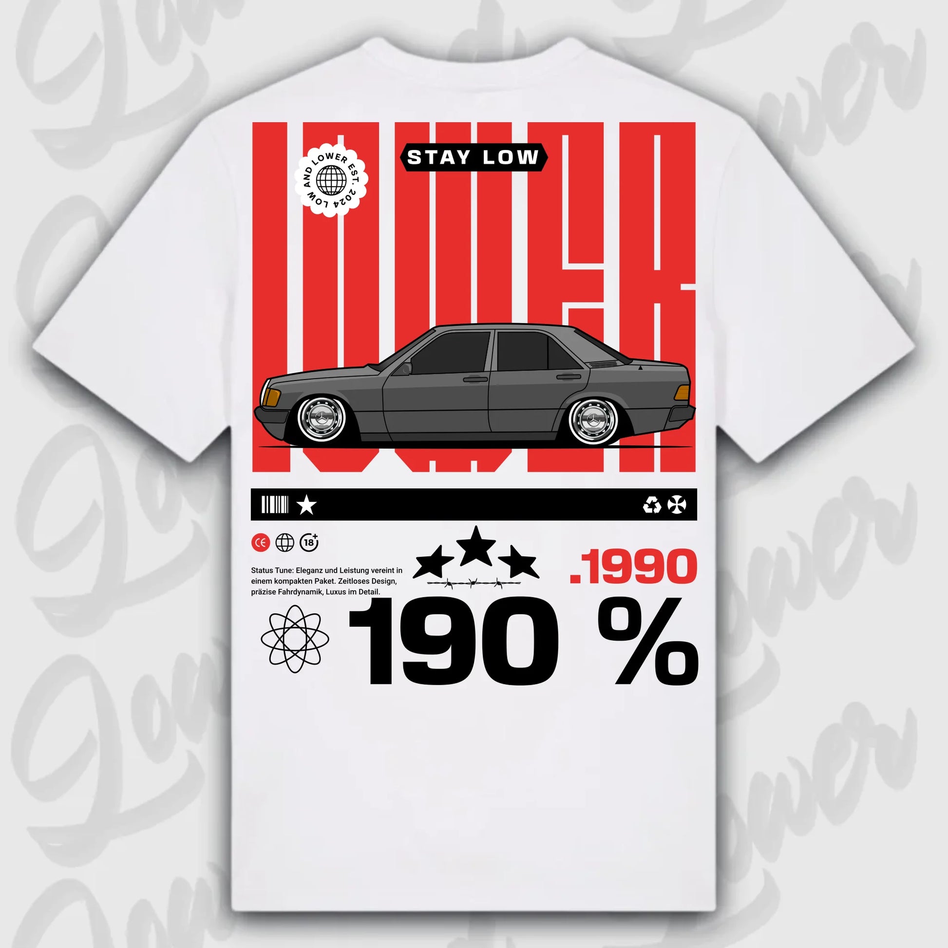 T-Shirt 190e/ 190e Kombi - personalisierbar Standard T-Shirt ( Back Print ) White