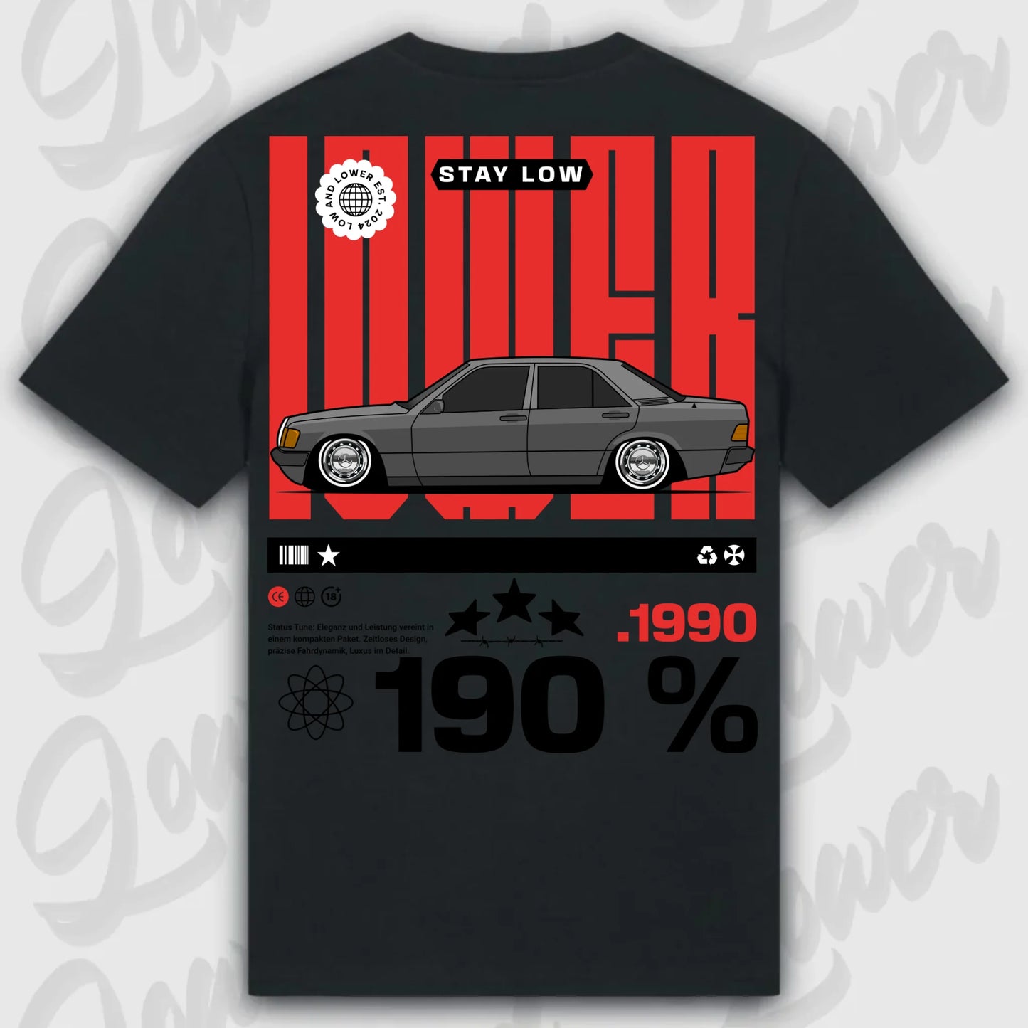 T-Shirt 190e/ 190e Kombi - personalisierbar Standard T-Shirt ( Back Print ) Black