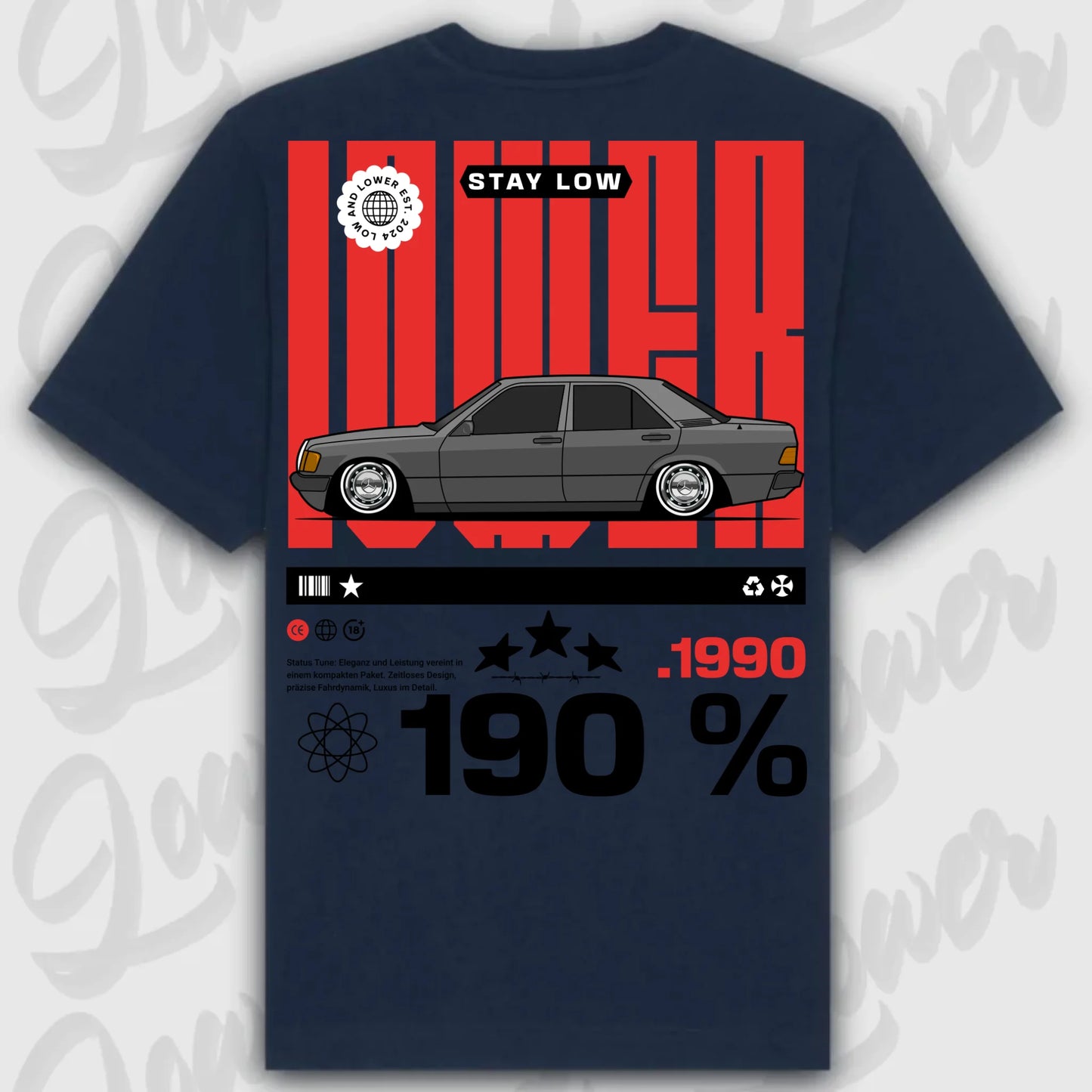 T-Shirt 190e/ 190e Kombi - personalisierbar Standard T-Shirt ( Back Print ) French-Navy