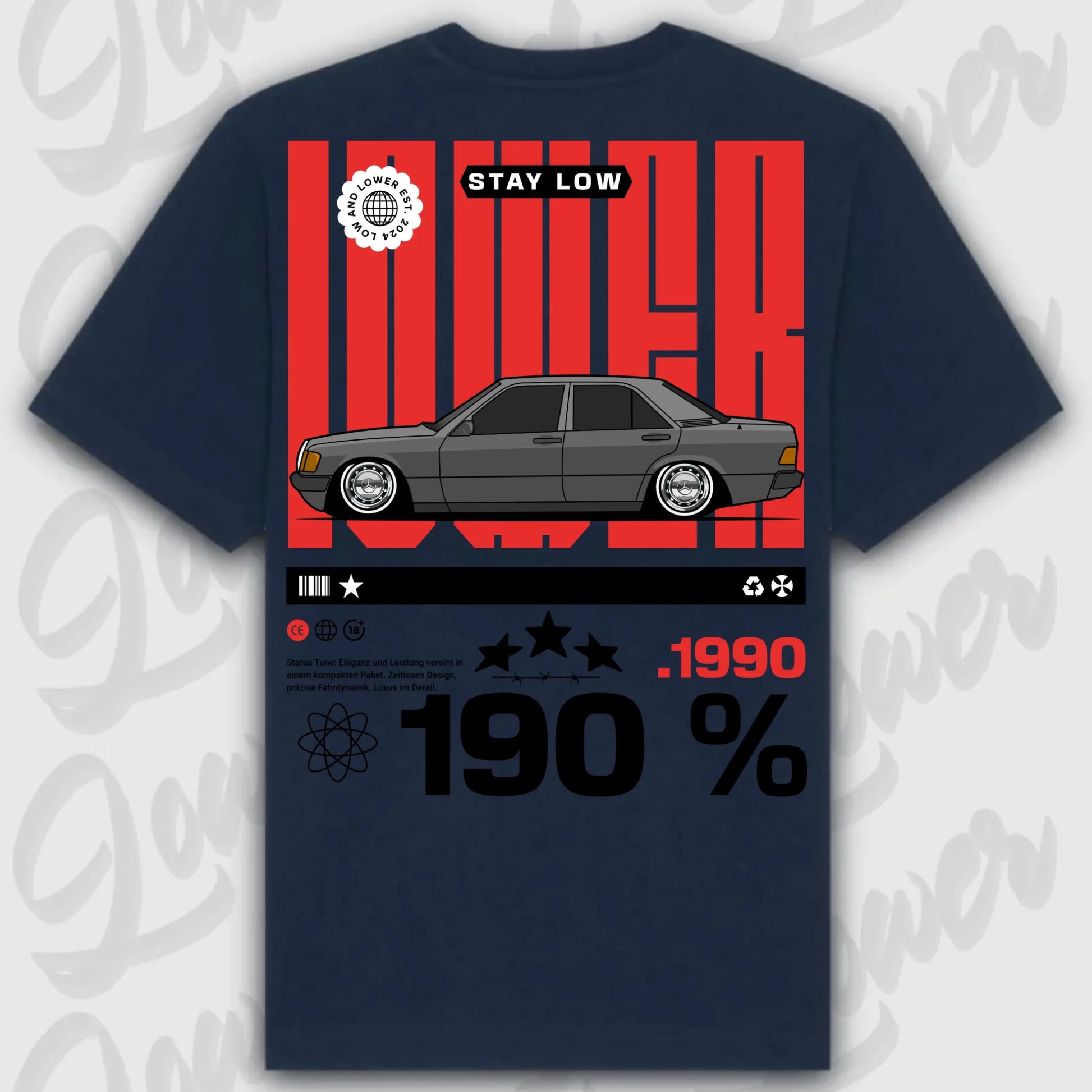 T-Shirt 190e/ 190e Kombi - personalisierbar Standard T-Shirt ( Back Print ) French-Navy