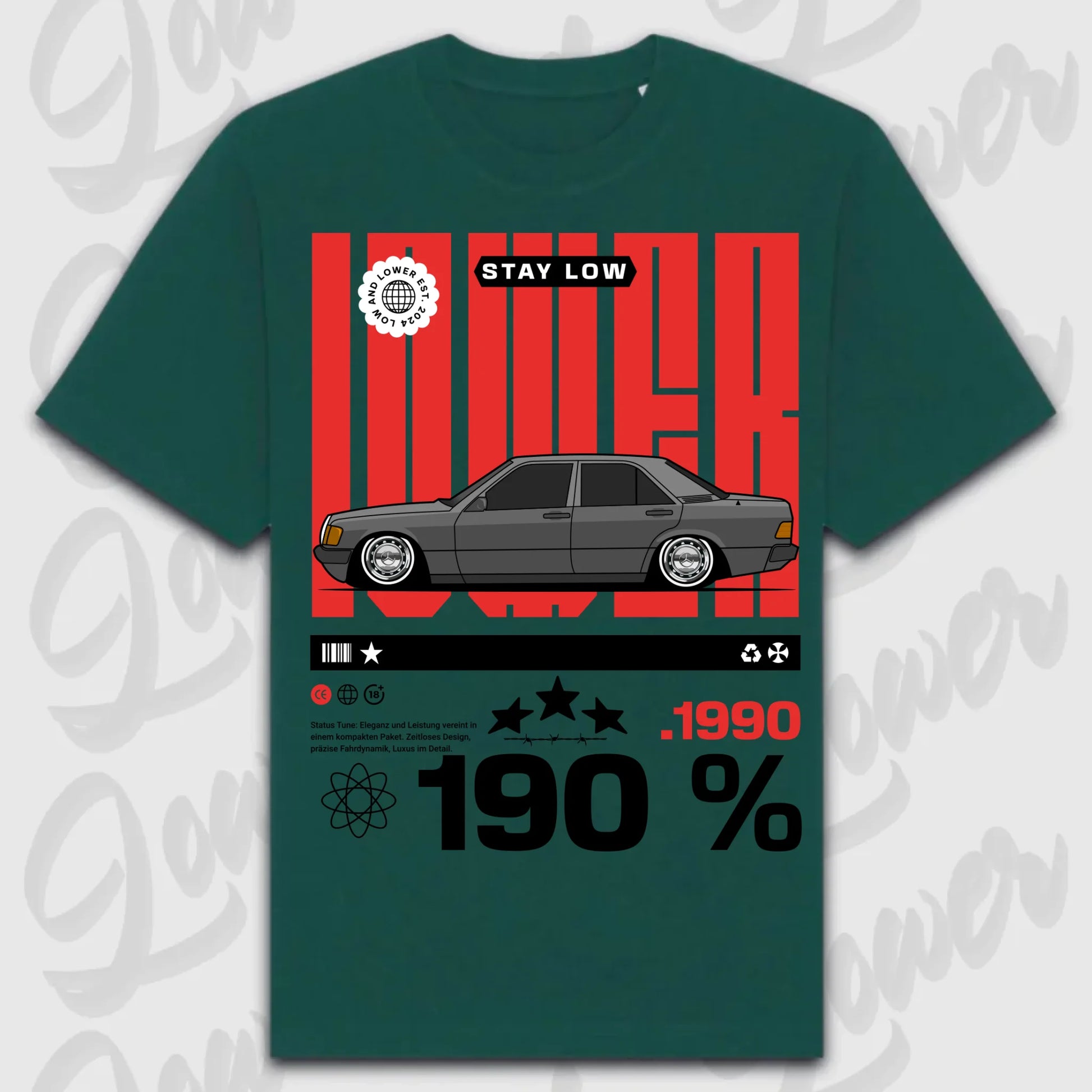 T-Shirt 190e/ 190e Kombi - personalisierbar Oversized T-Shirt ( Front Print ) Glazed-Green