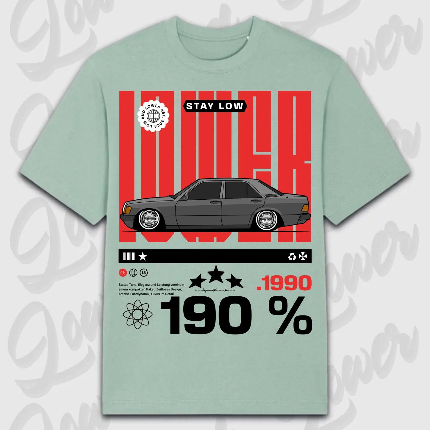 T-Shirt 190e/ 190e Kombi - personalisierbar Oversized T-Shirt ( Front Print ) Aloe