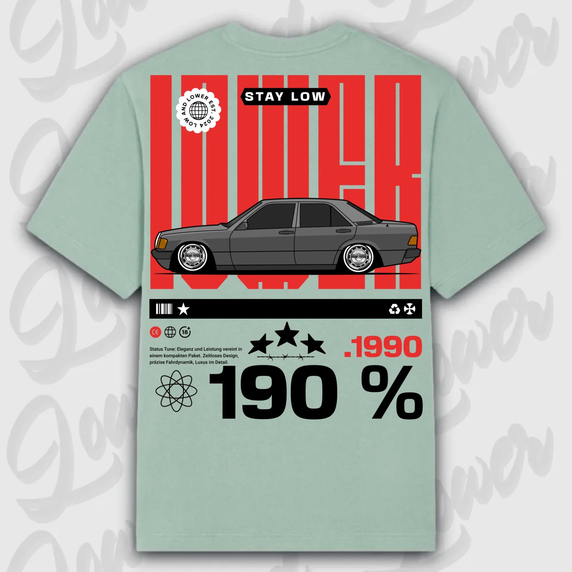 T-Shirt 190e/ 190e Kombi - personalisierbar Oversized T-Shirt ( Back Print ) Aloe