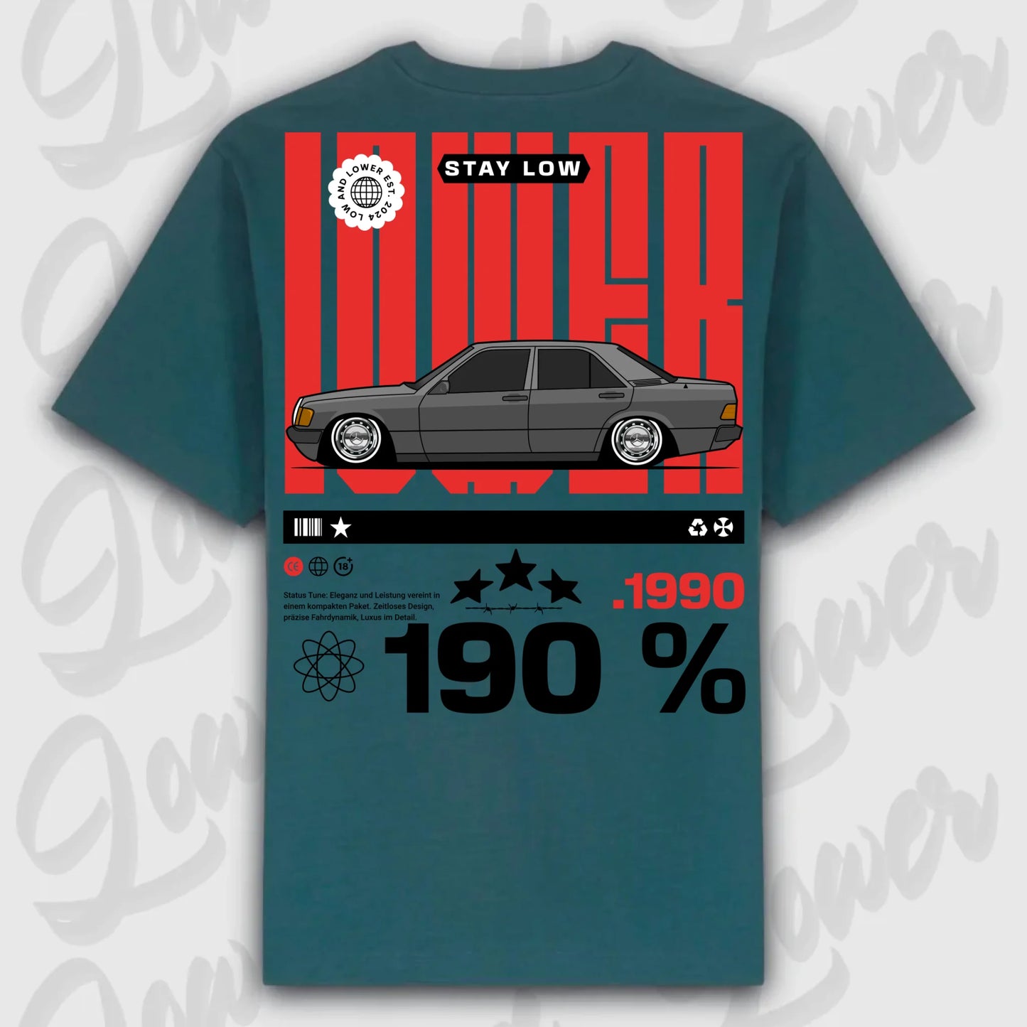 T-Shirt 190e/ 190e Kombi - personalisierbar Oversized T-Shirt ( Back Print ) Glazed-Green