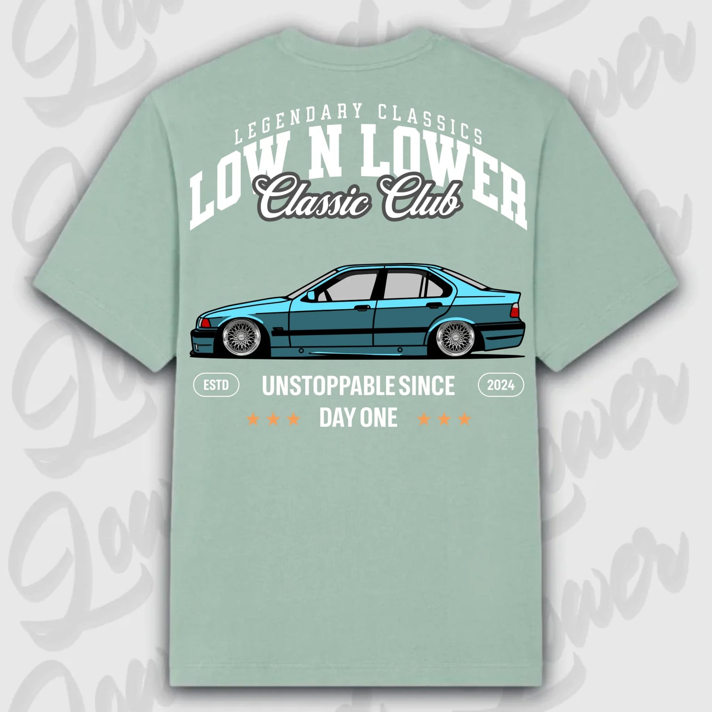 T-Shirt E36 - personalisierbar Oversized T-Shirt ( Back Print ) Aloe