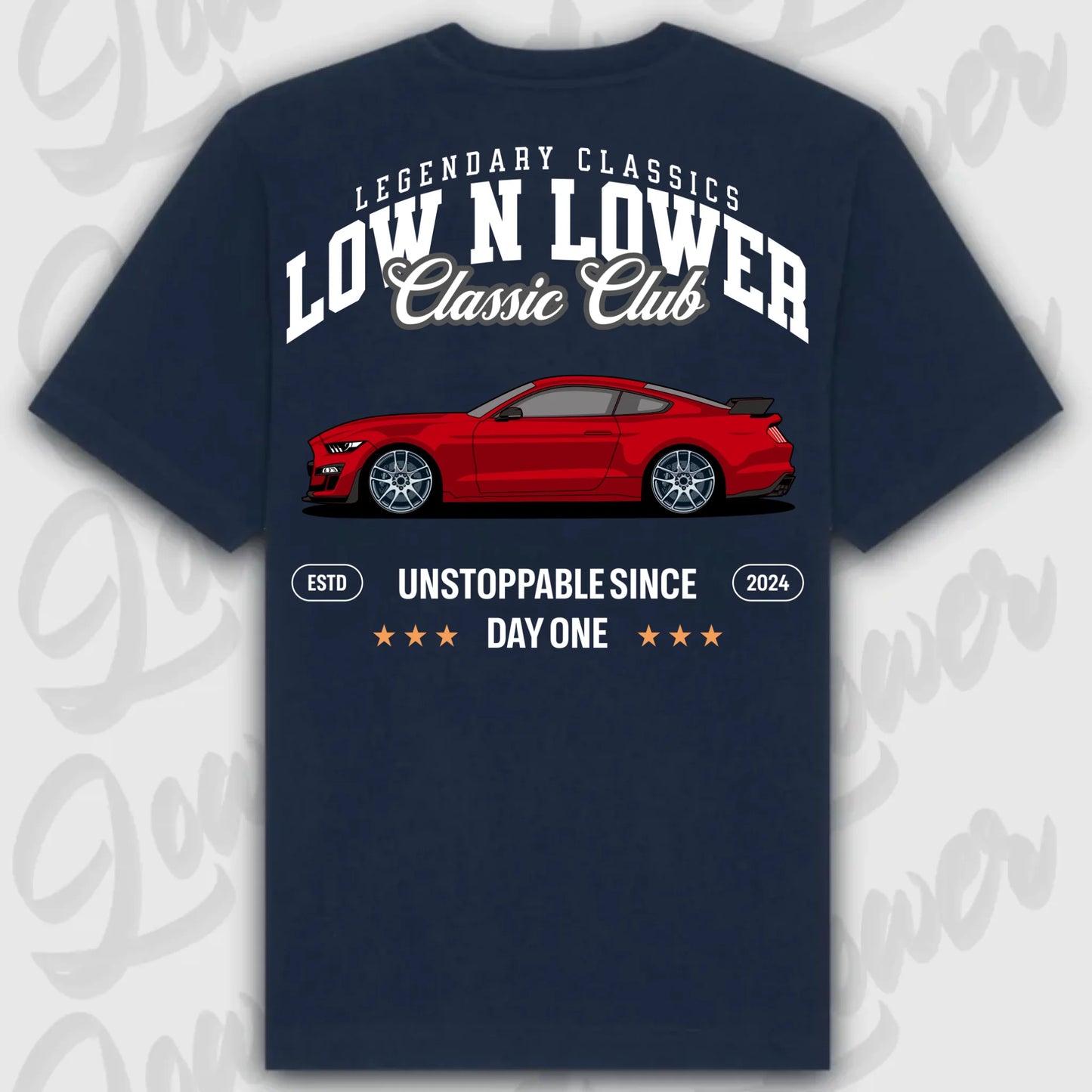 T-Shirt Mustang 2020 - personalisierbar Standard T-Shirt ( Back Print ) French-Navy