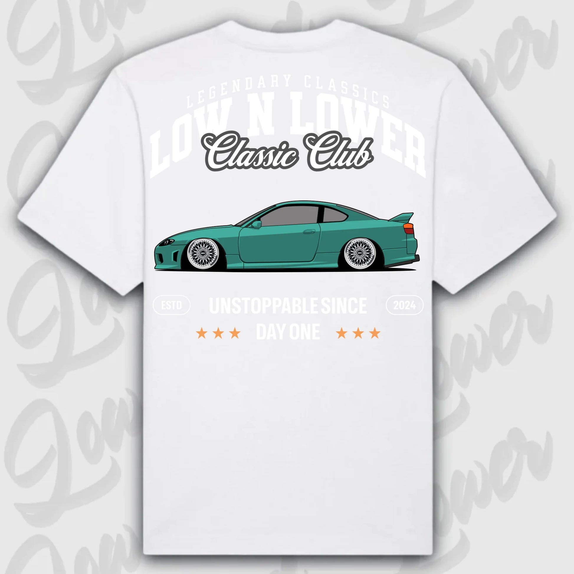 T-Shirt Silvia S15 - personalisierbar Oversized T-Shirt ( Back Print ) White