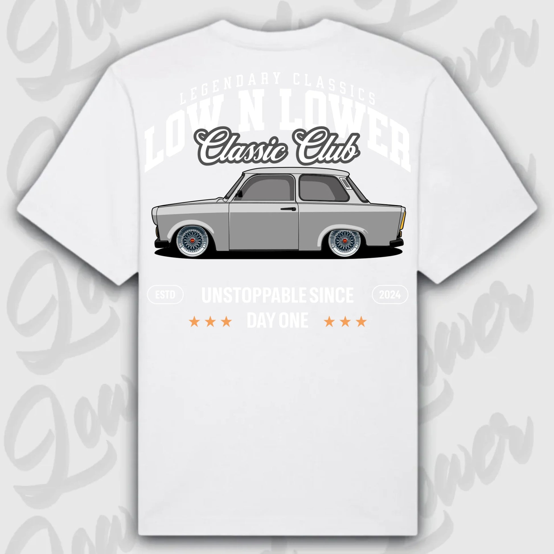T-Shirt Trabant - personalisierbar Oversized T-Shirt ( Back Print ) White