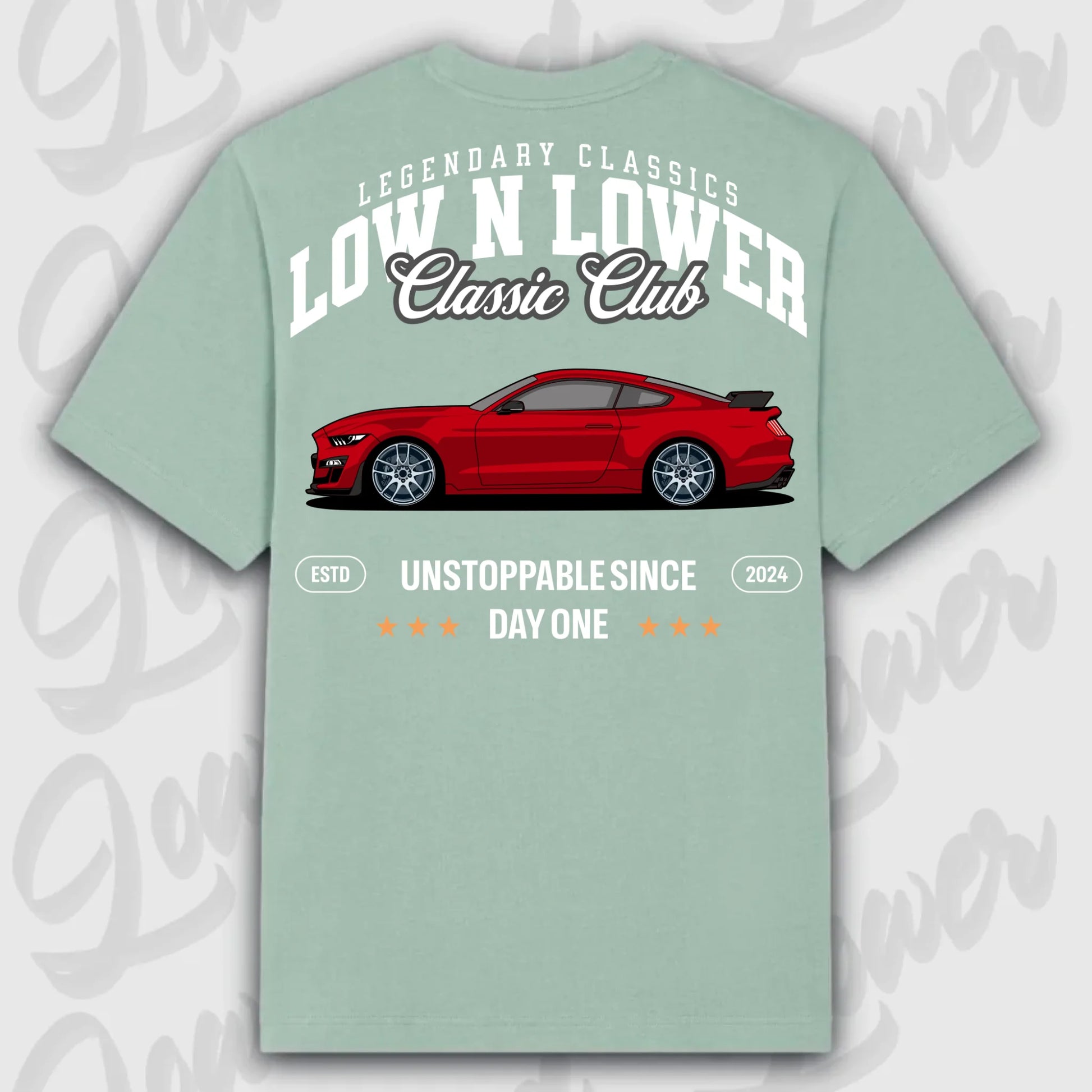 T-Shirt Mustang 2020 - personalisierbar Oversized T-Shirt ( Back Print ) Aloe
