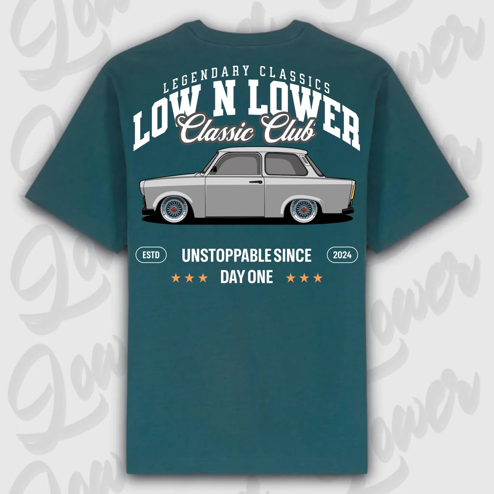 T-Shirt Trabant - personalisierbar Oversized T-Shirt ( Back Print ) Glazed-Green