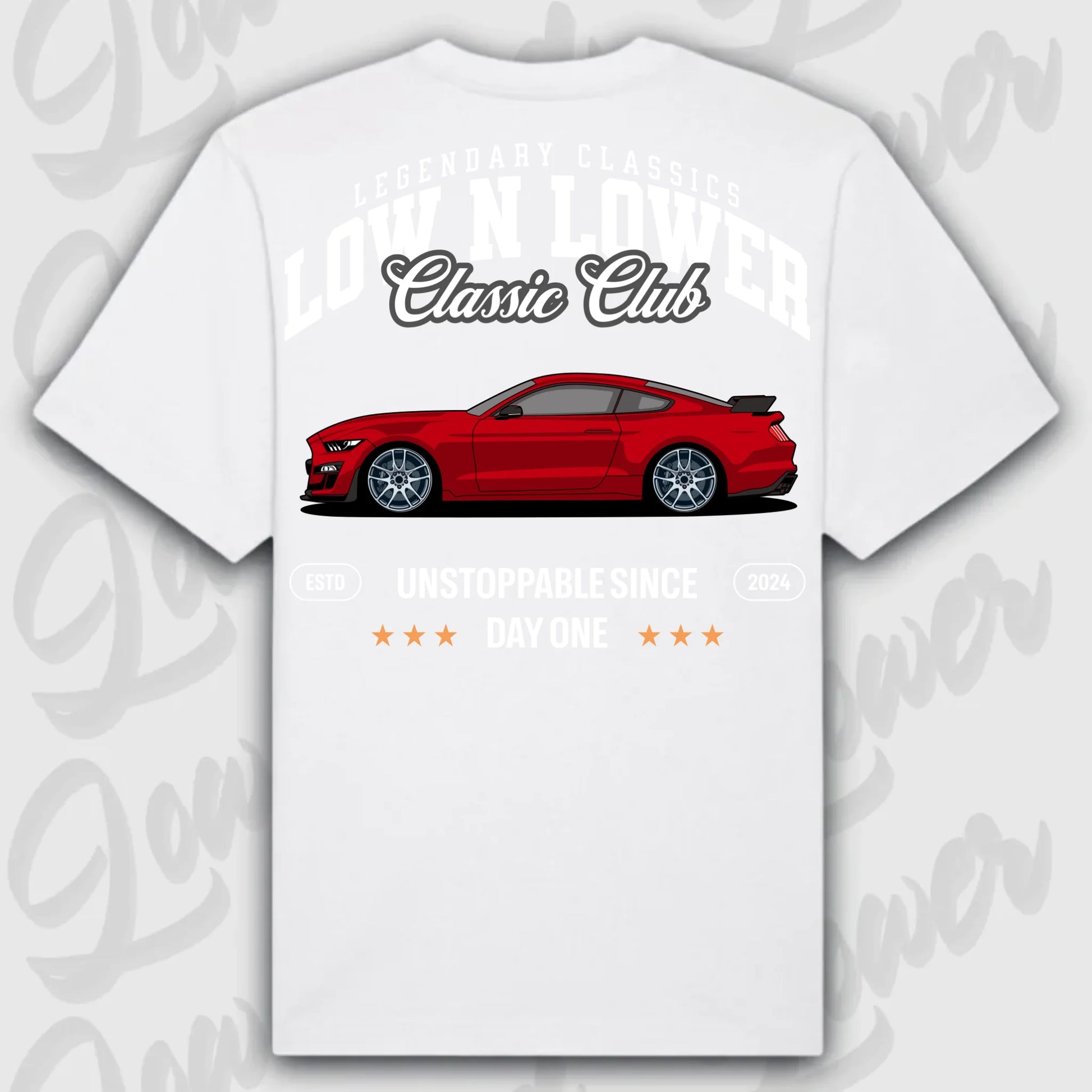 T-Shirt Mustang 2020 - personalisierbar Oversized T-Shirt ( Back Print ) White
