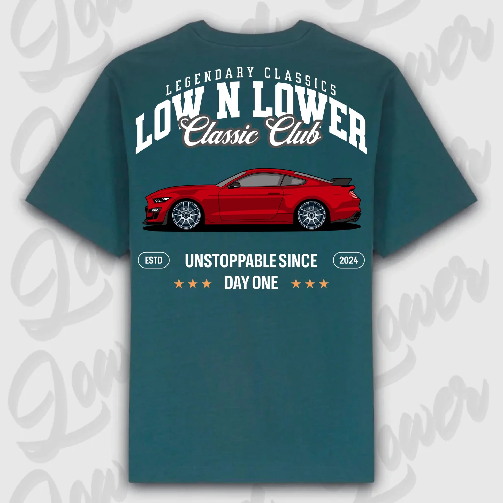 T-Shirt Mustang 2020 - personalisierbar Oversized T-Shirt ( Back Print ) Glazed-Green