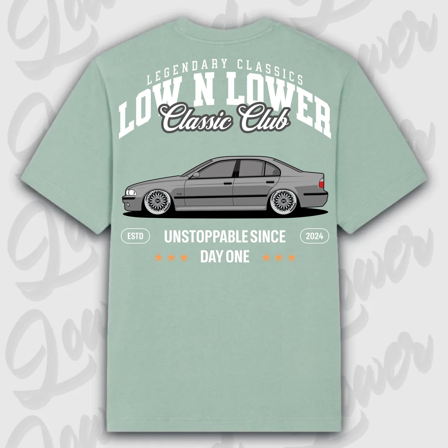 T-Shirt E39 - personalisierbar Oversized T-Shirt ( Back Print ) Aloe