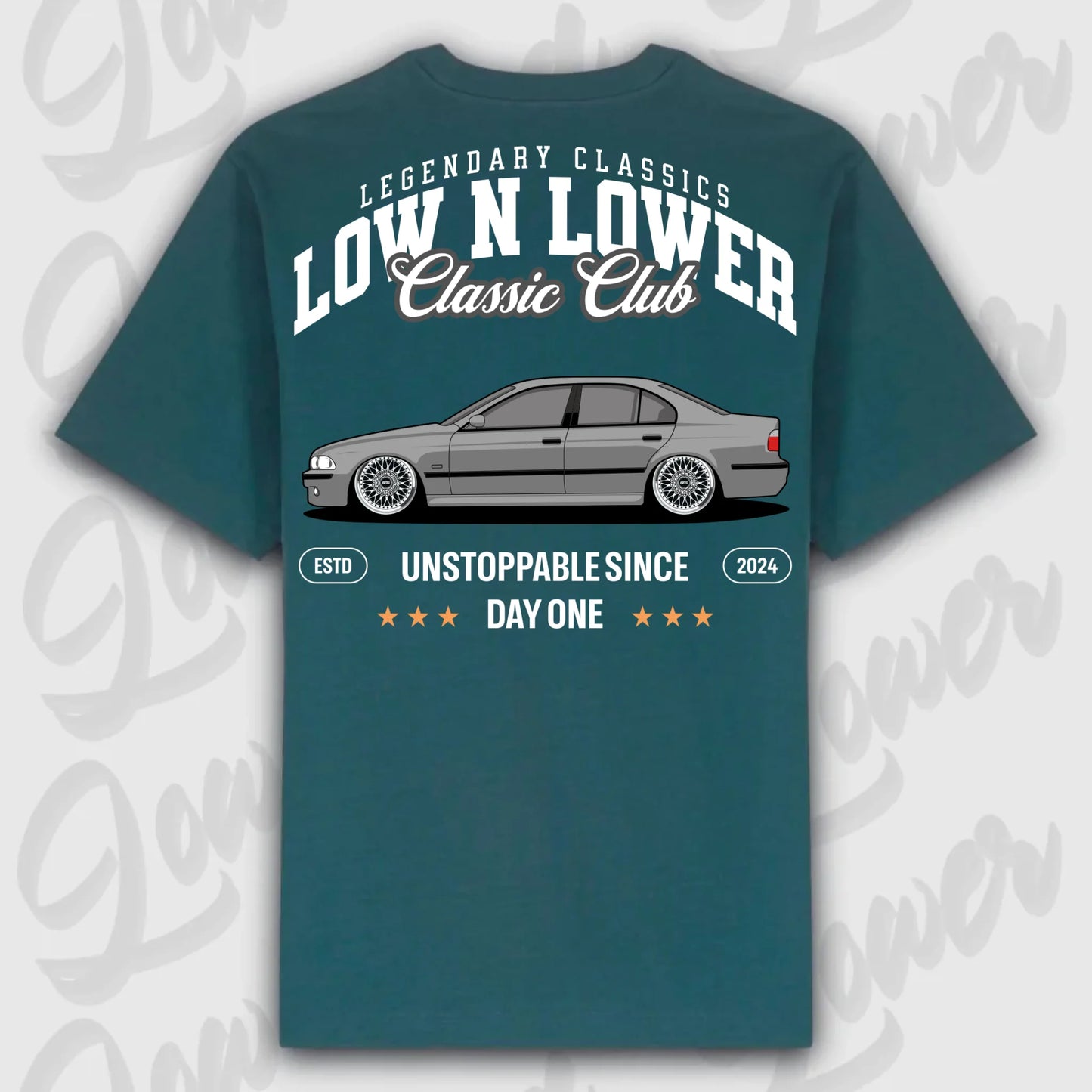 T-Shirt E39 - personalisierbar Oversized T-Shirt ( Back Print ) Glazed-Green