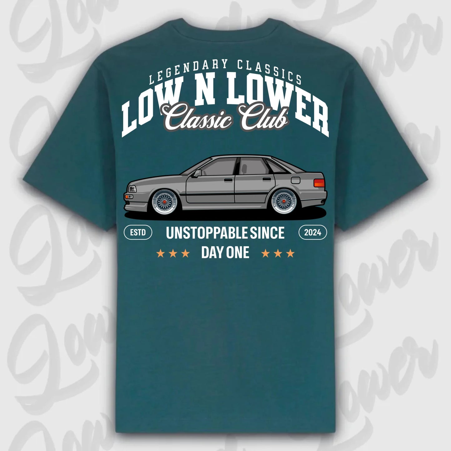 T-Shirt Audi 80 - personalisierbar Oversized T-Shirt ( Back Print ) Glazed-Green