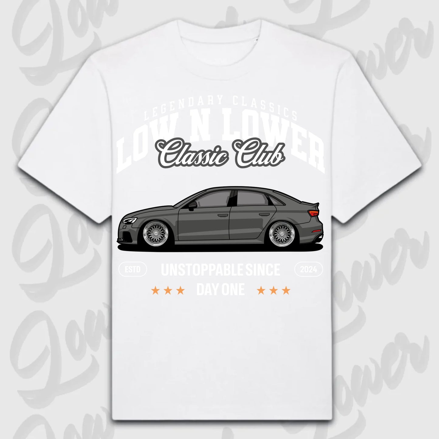 T-Shirt RS3 C8 - personalisiert Oversized T-Shirt ( Front Print ) White
