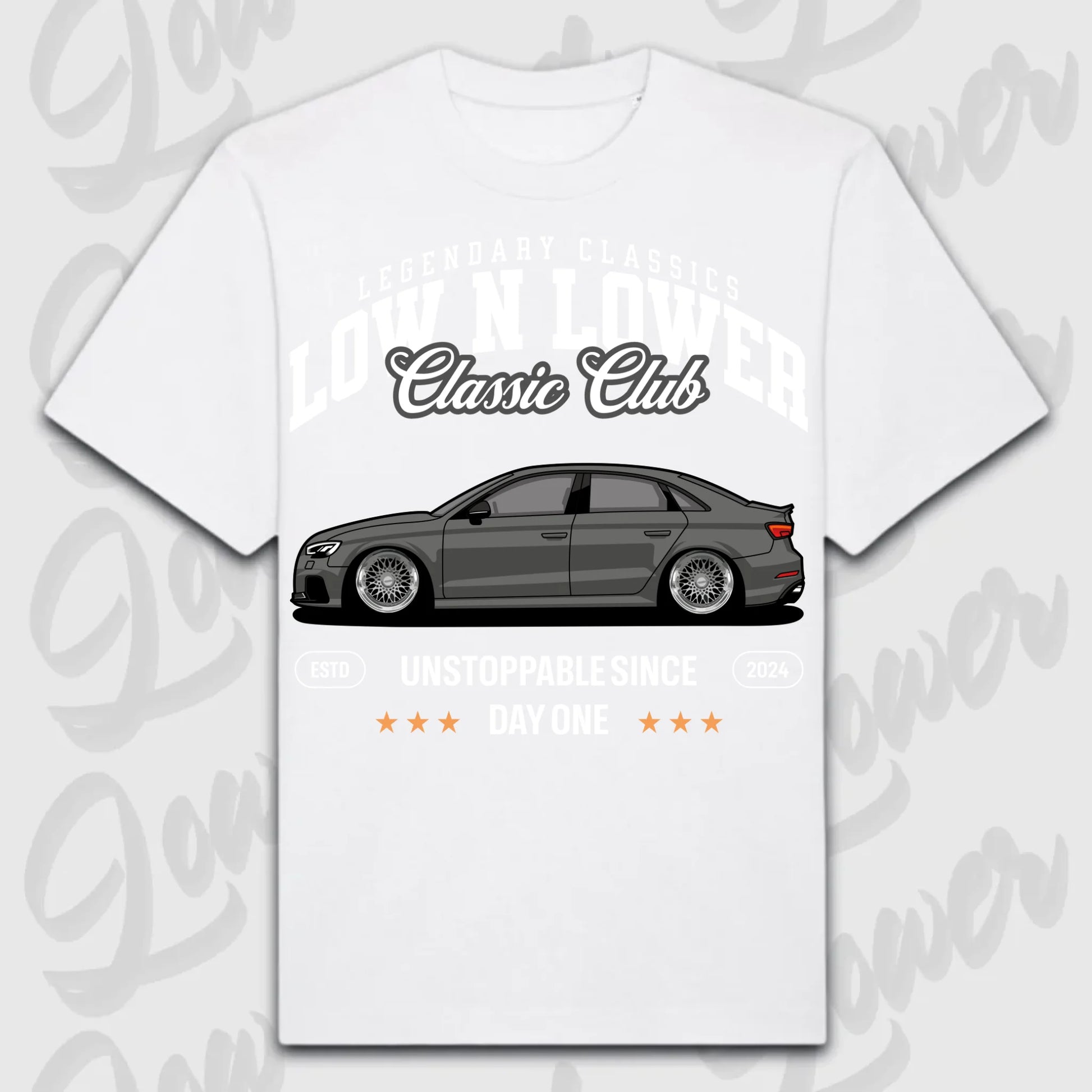 T-Shirt RS3 C8 - personalisiert Oversized T-Shirt ( Front Print ) White