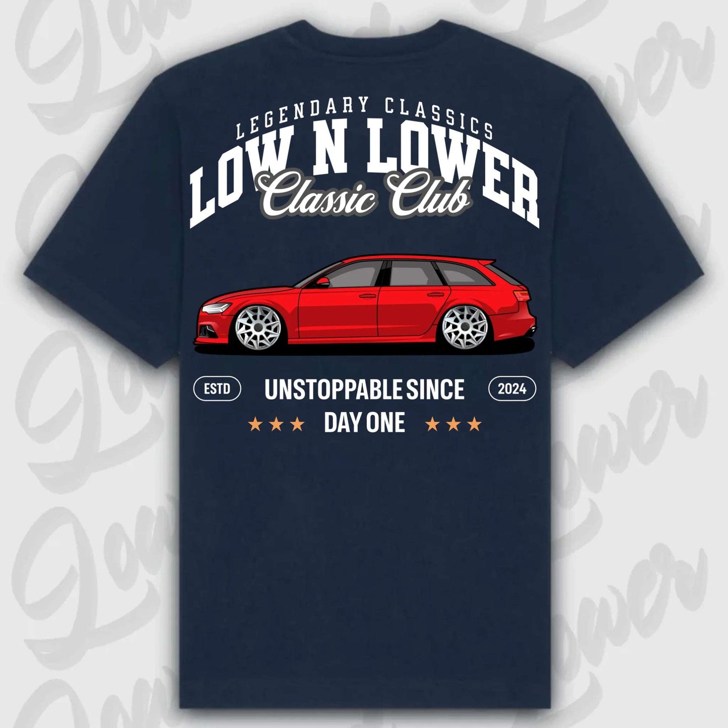 T-Shirt RS6 Avant - personalisiert Oversized T-Shirt ( Back Print ) French-Navy