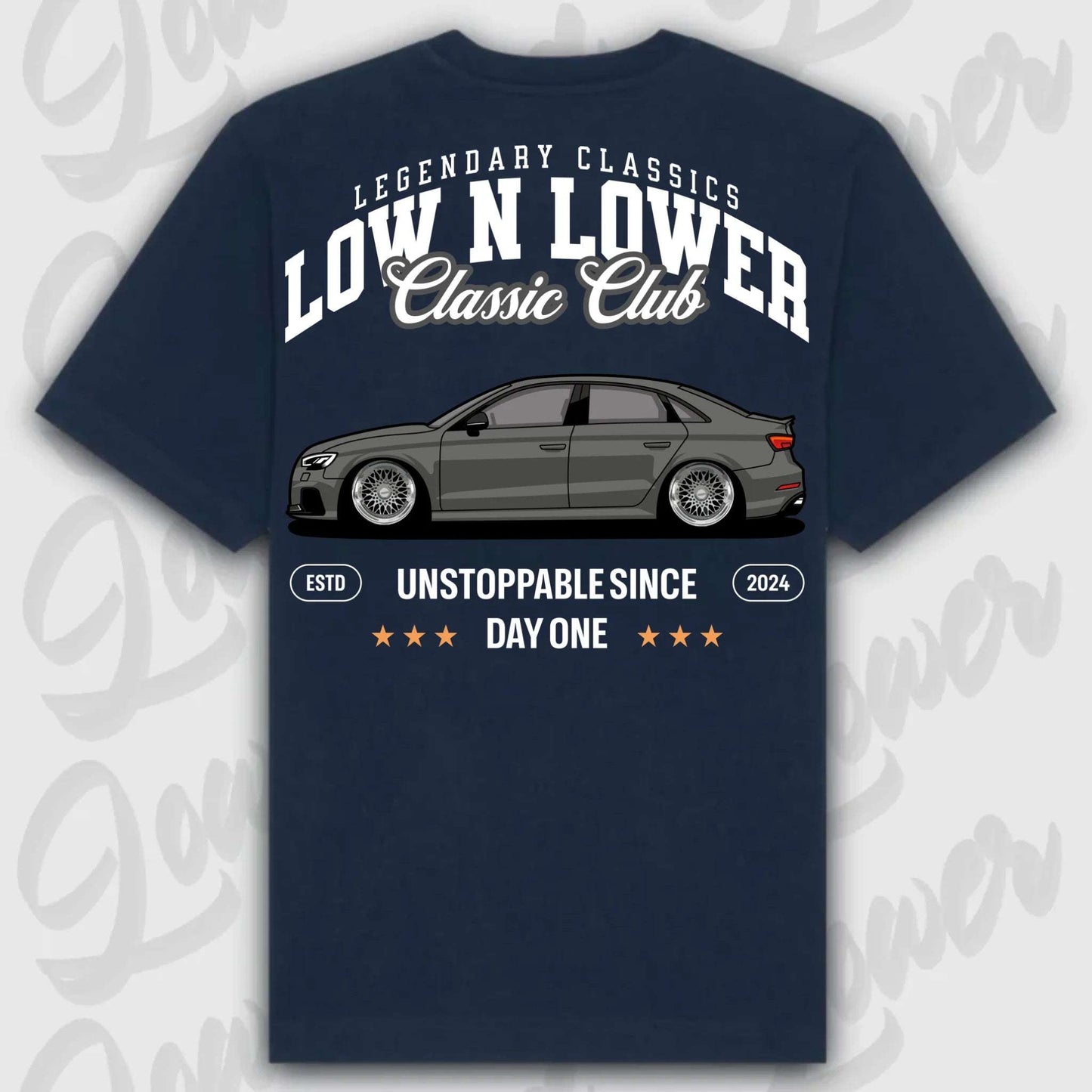 T-Shirt RS3 C8 - personalisiert Oversized T-Shirt ( Back Print ) French-Navy