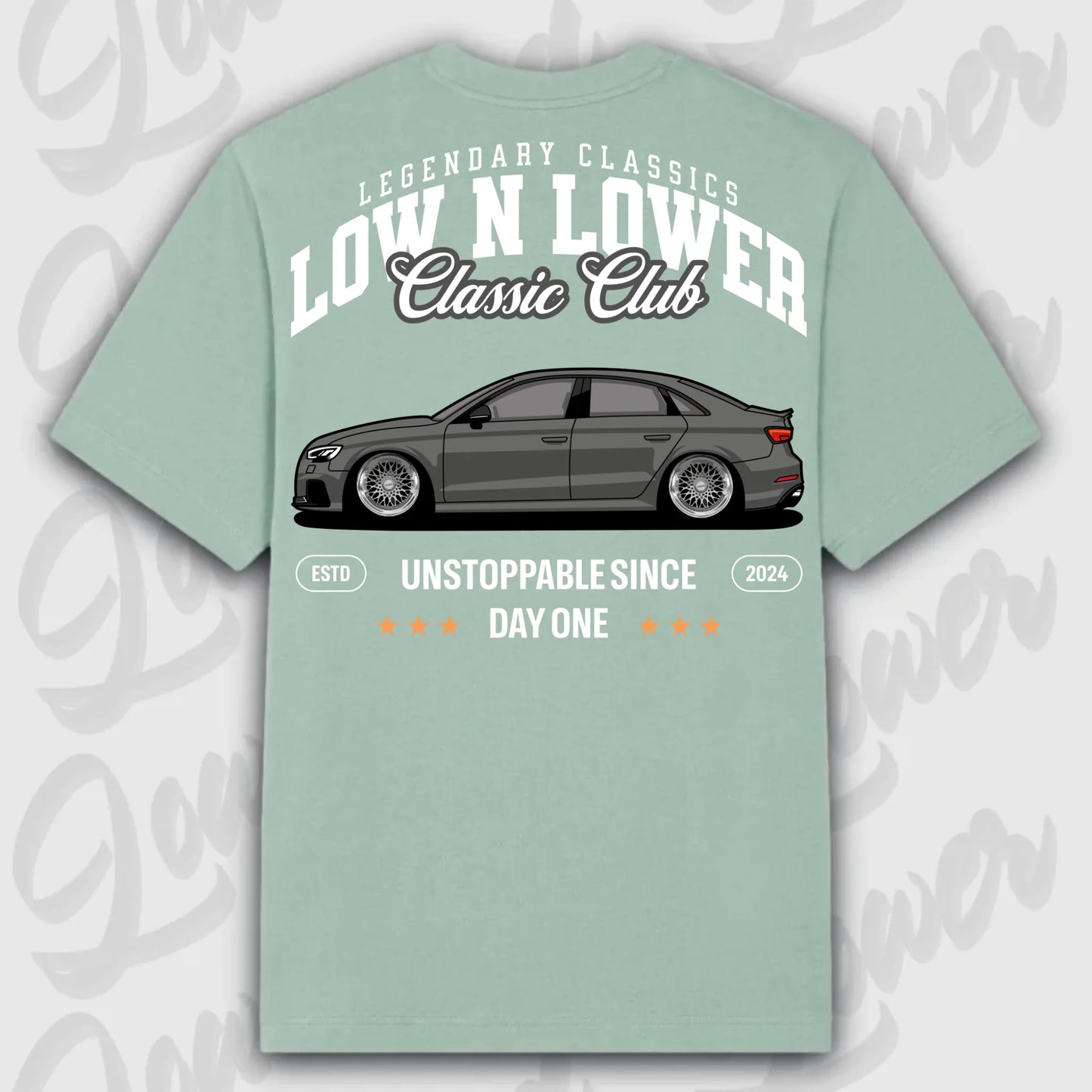 T-Shirt RS3 C8 - personalisiert Oversized T-Shirt ( Back Print ) Aloe