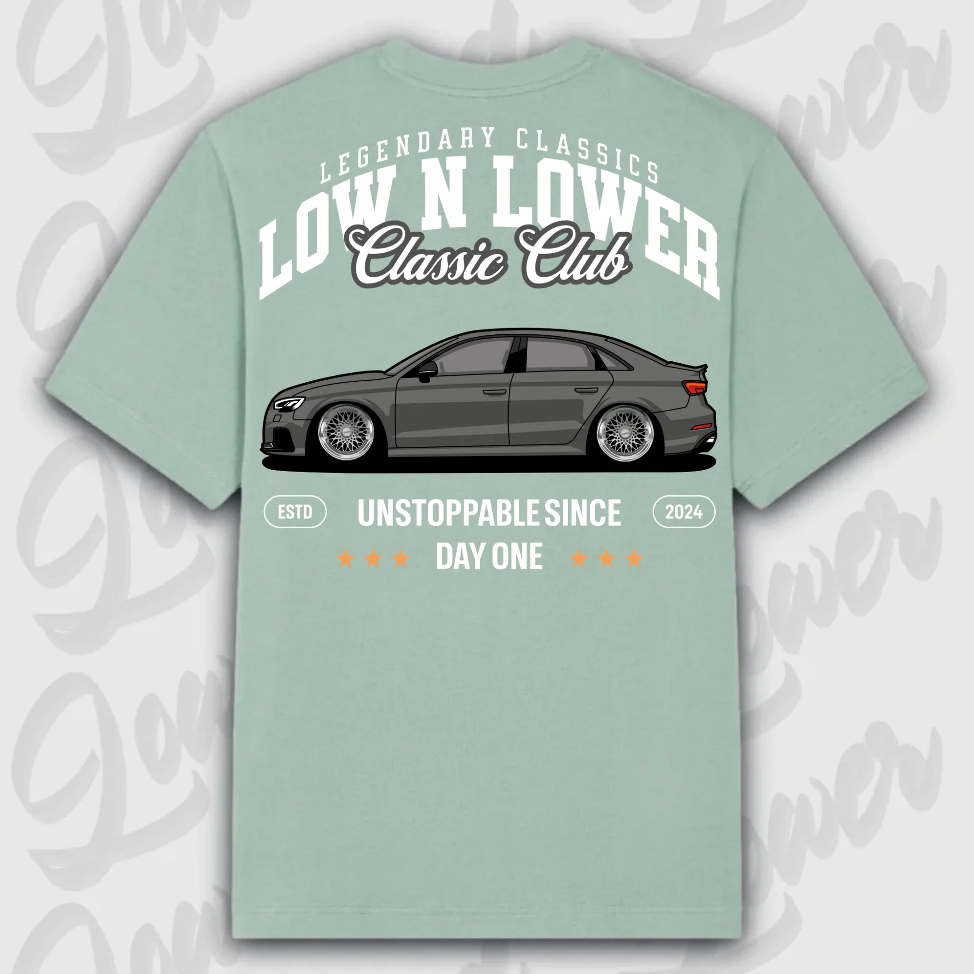 T-Shirt RS3 C8 - personalisiert Oversized T-Shirt ( Back Print ) Aloe