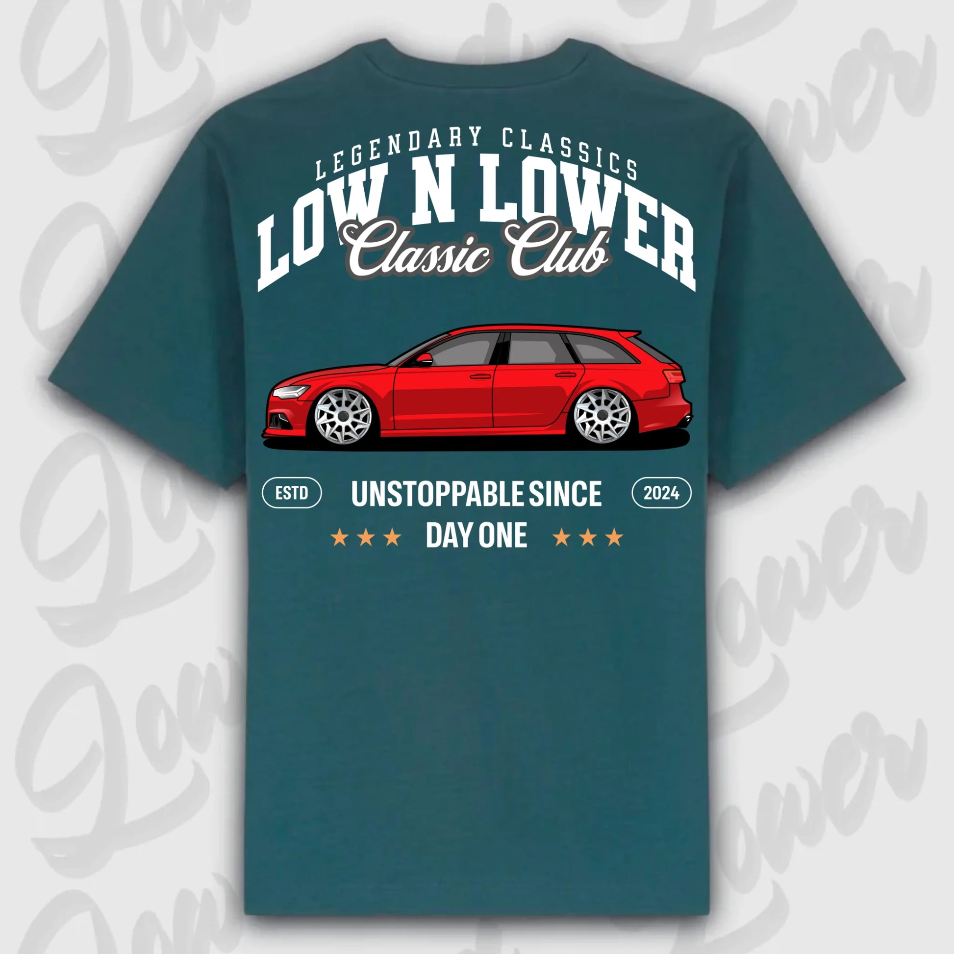 T-Shirt RS6 Avant - personalisiert Oversized T-Shirt ( Back Print ) Glazed-Green