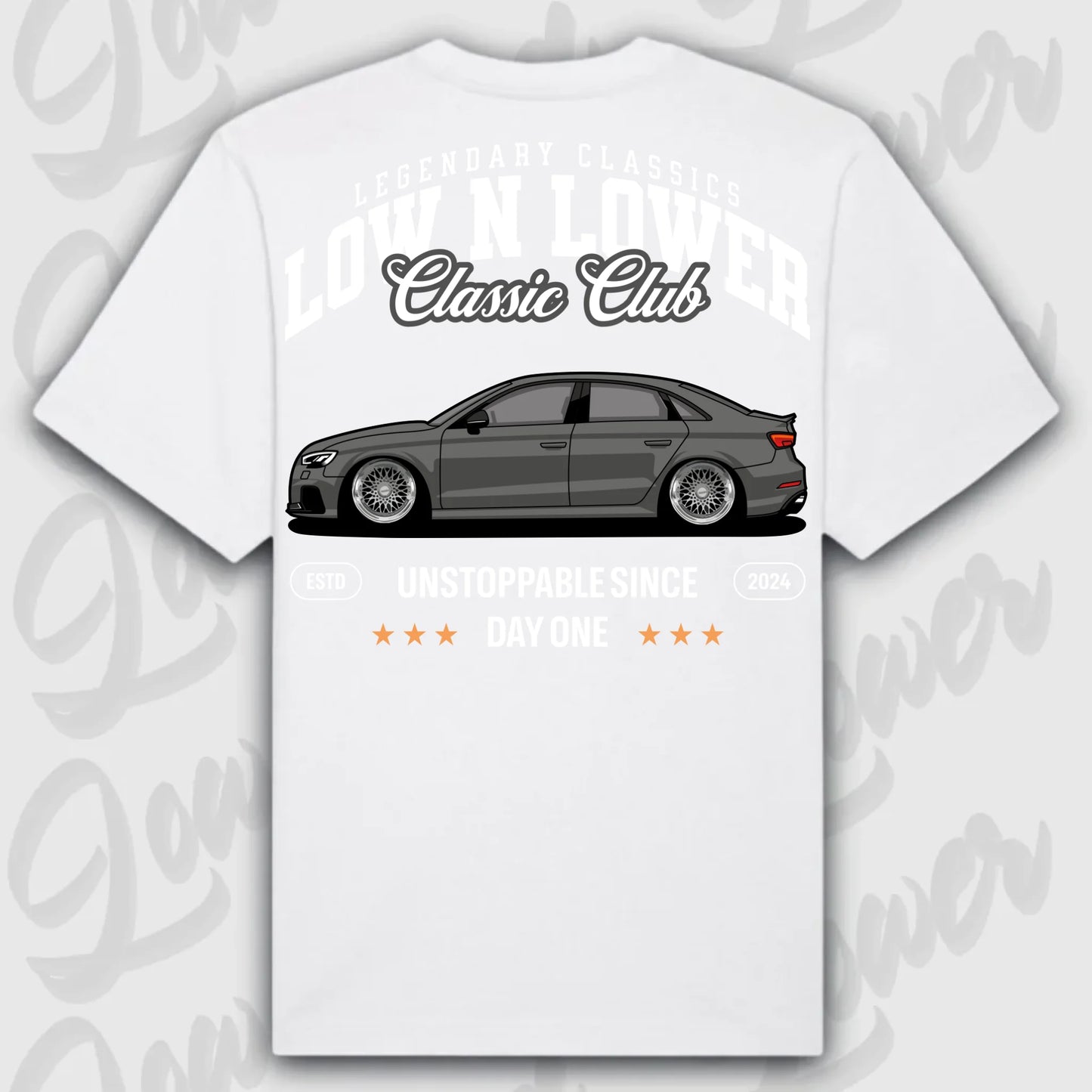 T-Shirt RS3 C8 - personalisiert Oversized T-Shirt ( Back Print ) White