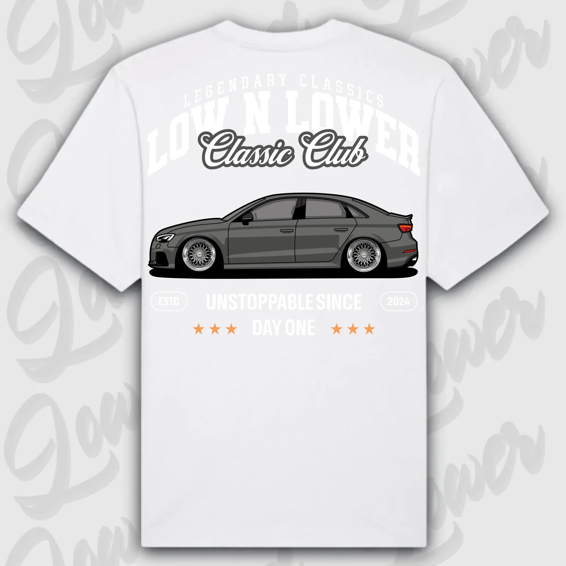 T-Shirt RS3 C8 - personalisiert Oversized T-Shirt ( Back Print ) White